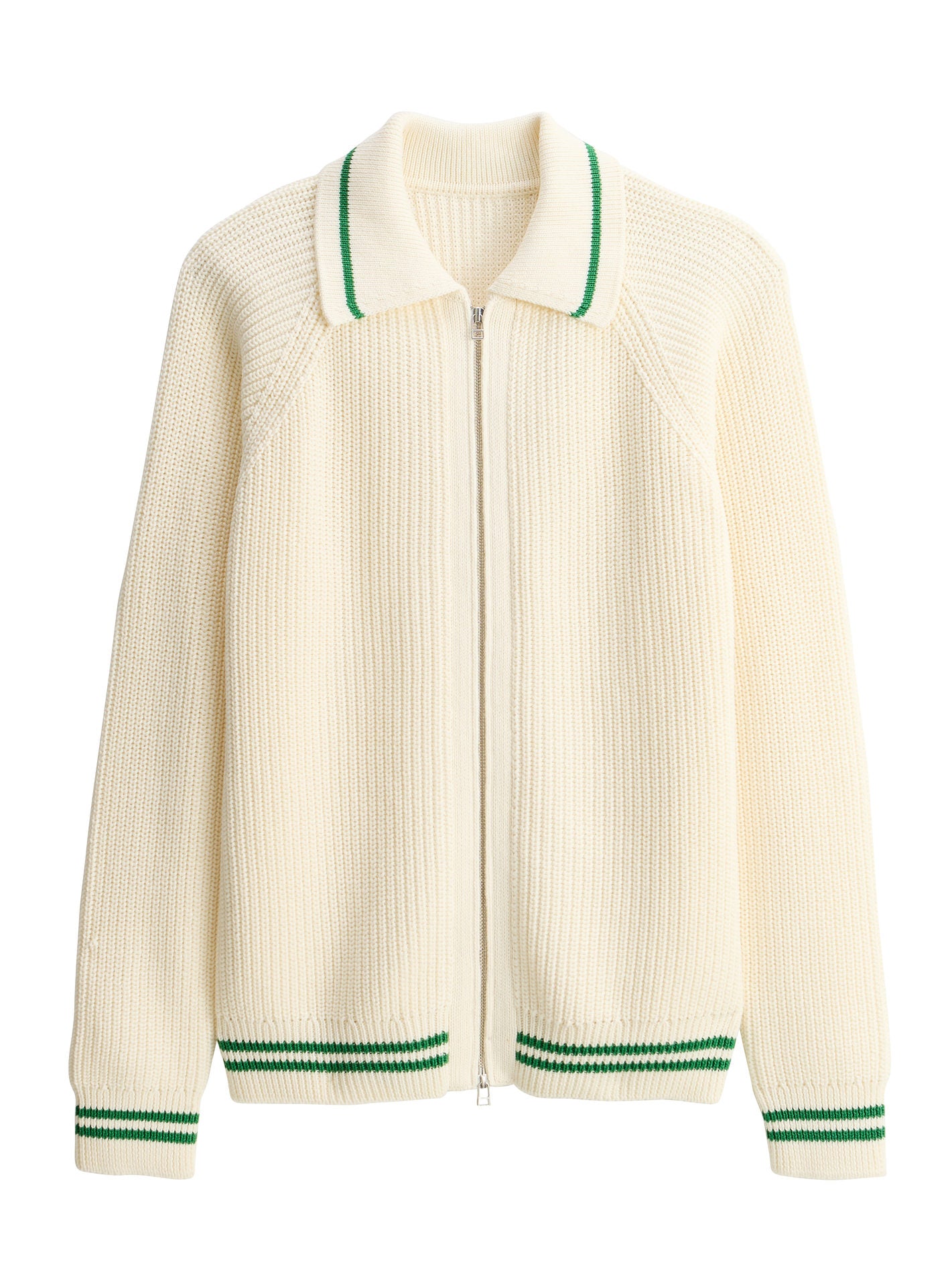 Cardigan Capri Ecru – Cardigan 100% coton écru avec zip et côtes anglaises – packshot