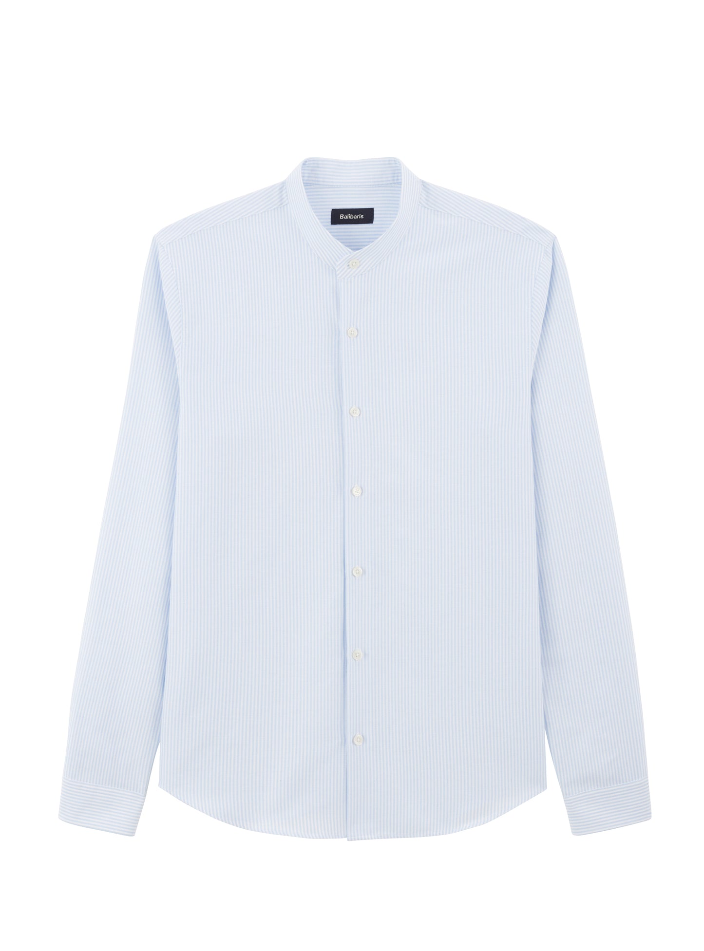 Chemise Gareth White/Cloud – Chemise 100% coton bleu clair rayé avec coupe semi-ajustée et col officier – packshot