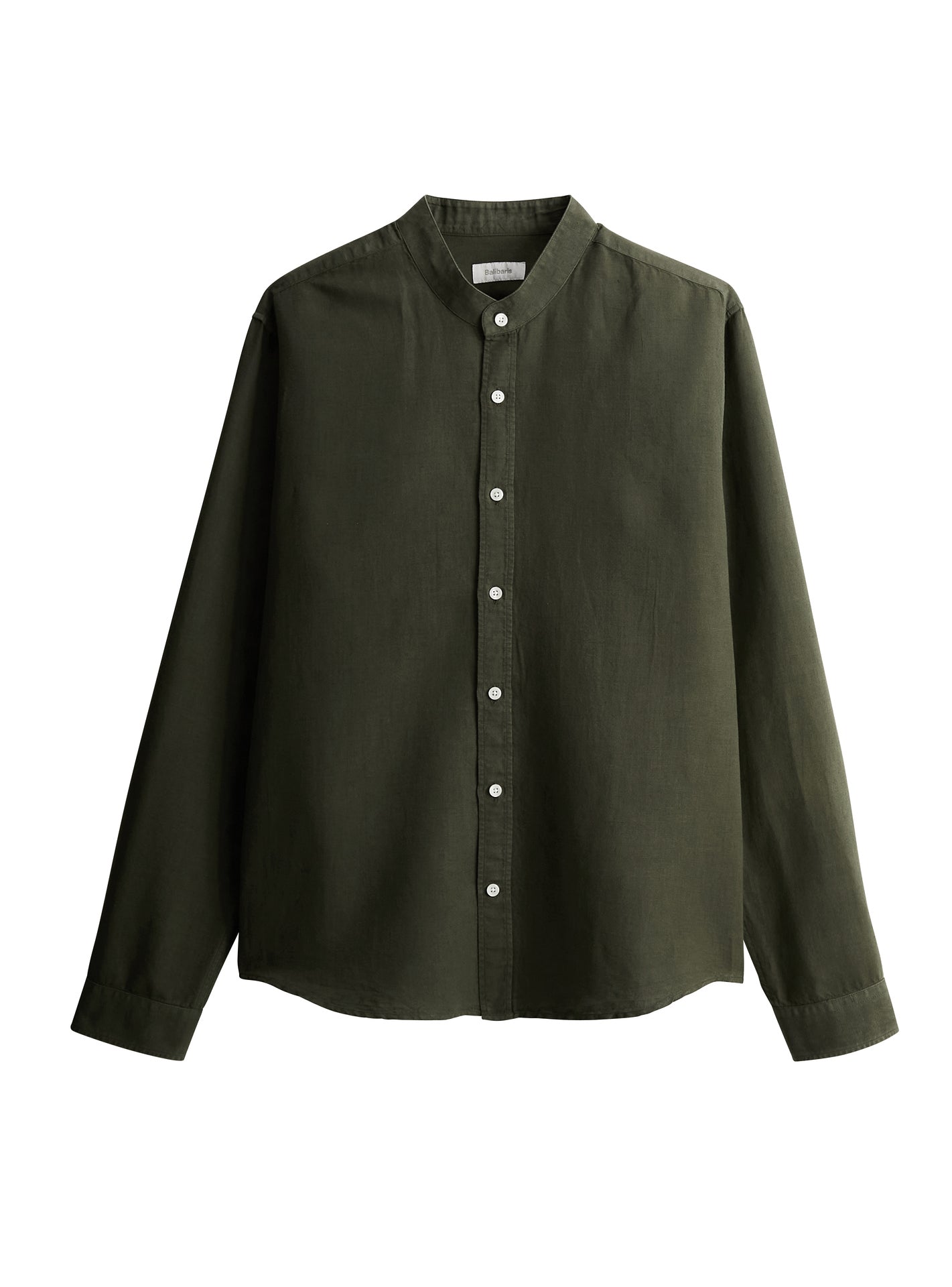 Chemise Gareth Avocat – Chemise 59% lin, 41% coton vert kaki avec coupe semi-ajustée et col officier – packshot