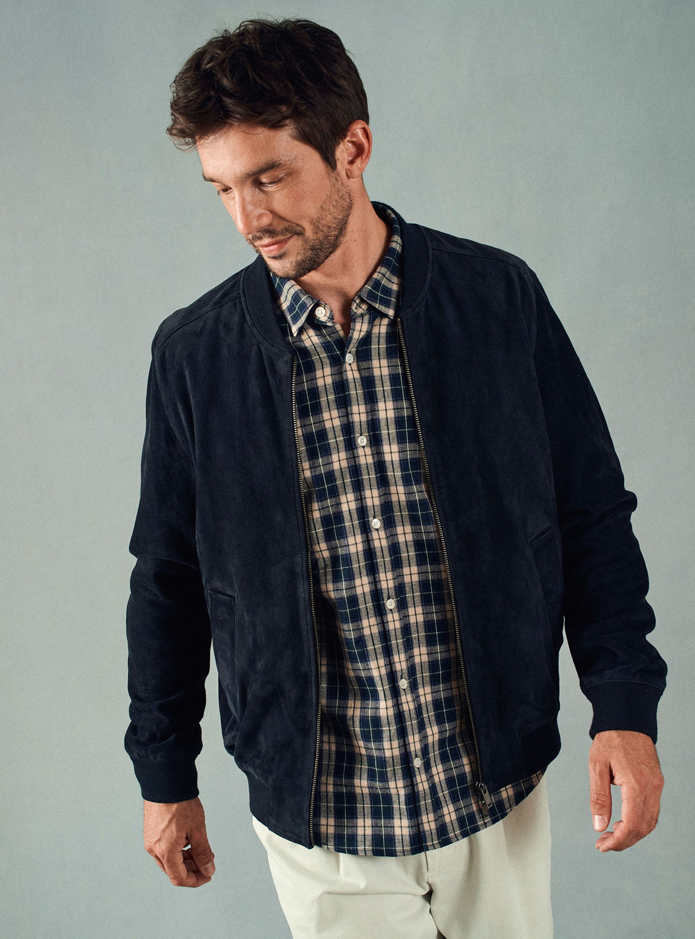 Paolo Navy Leather Jacket Balibaris