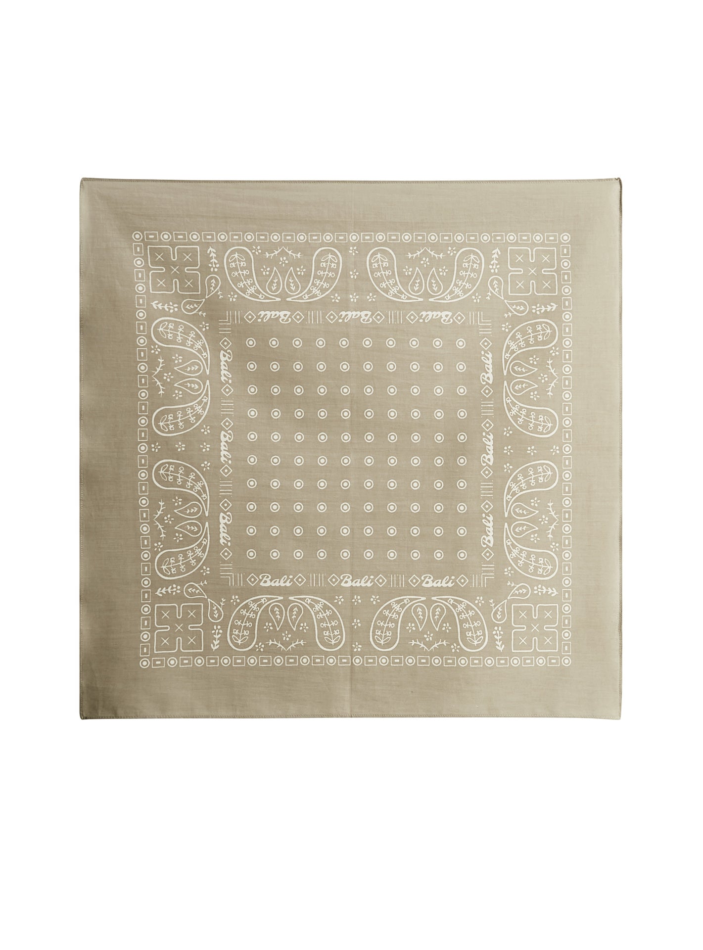 Foulard Cilian Bitume – Foulard 100% coton organique vert gris et imprimé Bandana – packshot