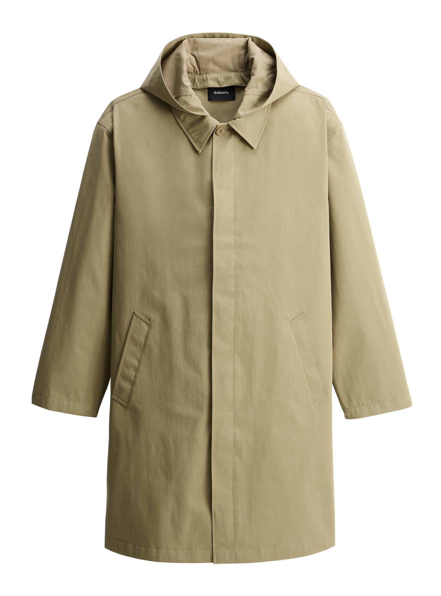 Imperméable Hadrien Osier – Imperméable 72% coton 27% nylon beige trench coat avec capuche et col chemise - packshot