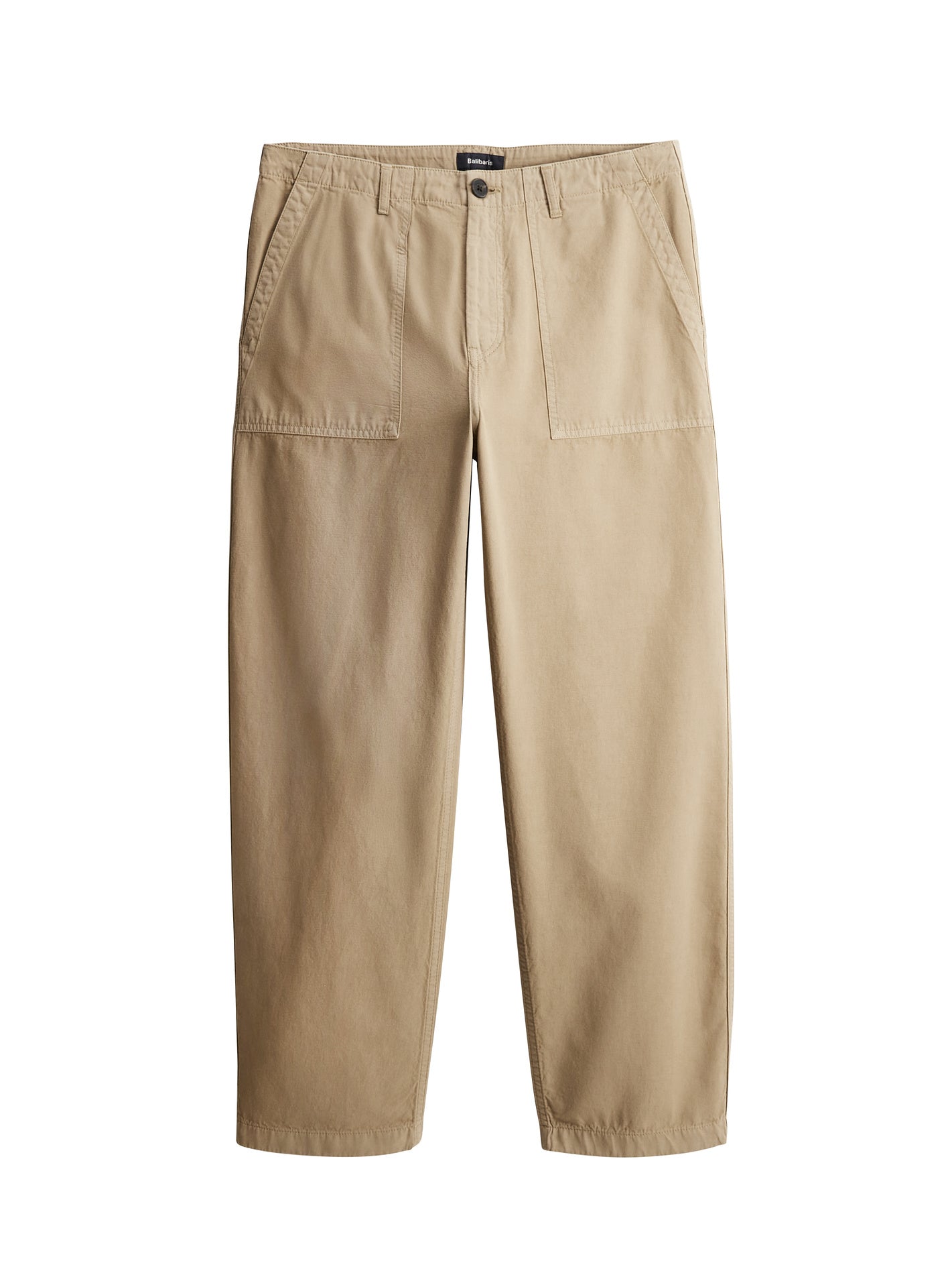 Pantalon Java Osier – Pantalon 88% coton organique, 12% lin beige avec coupe large et poches plaquées –packshot