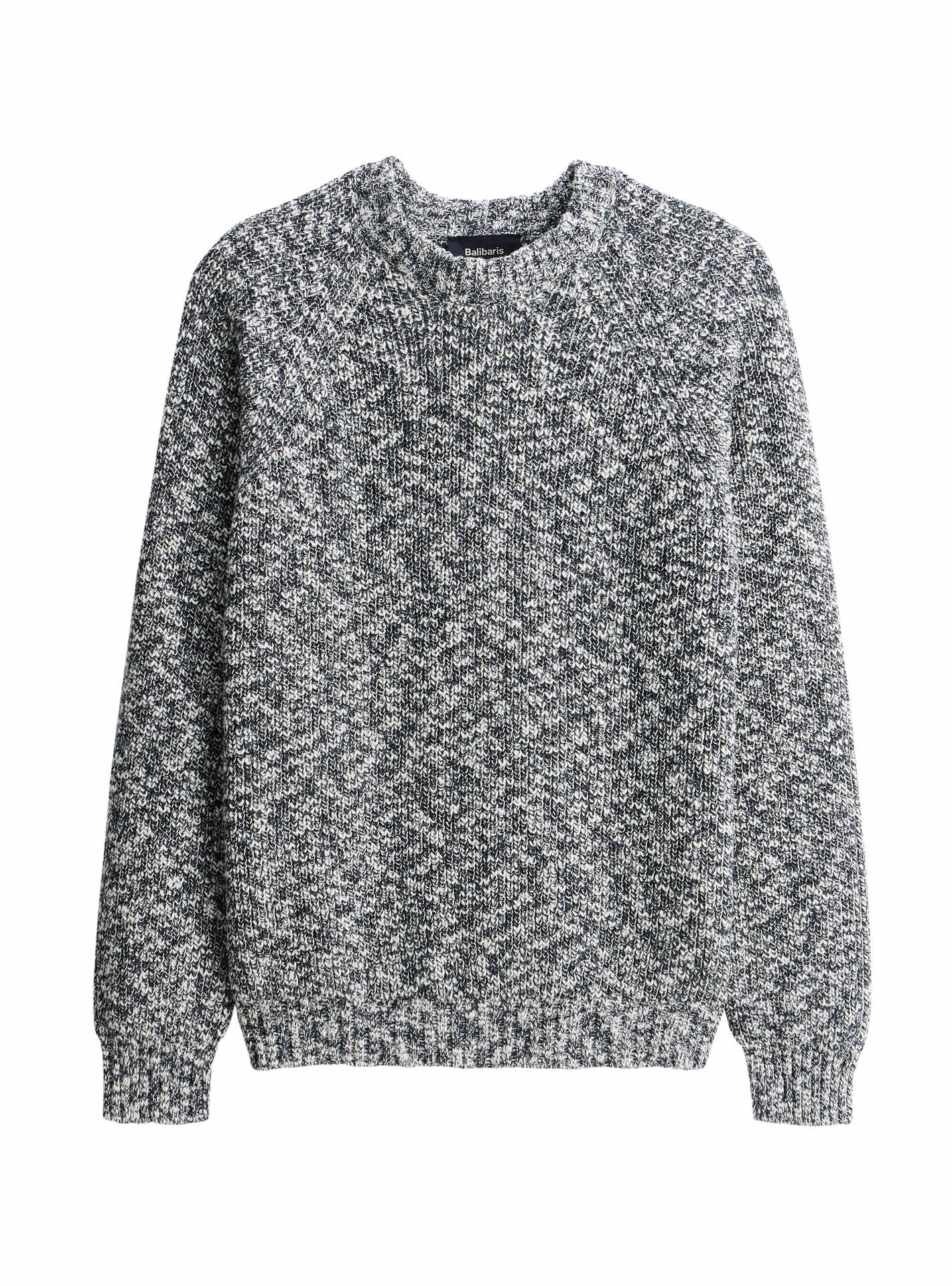 Pull Grant Navy/Ecru – Pull 70% coton 30% laine bleu marine et écru avec coupe ample et effet chiné – packshot