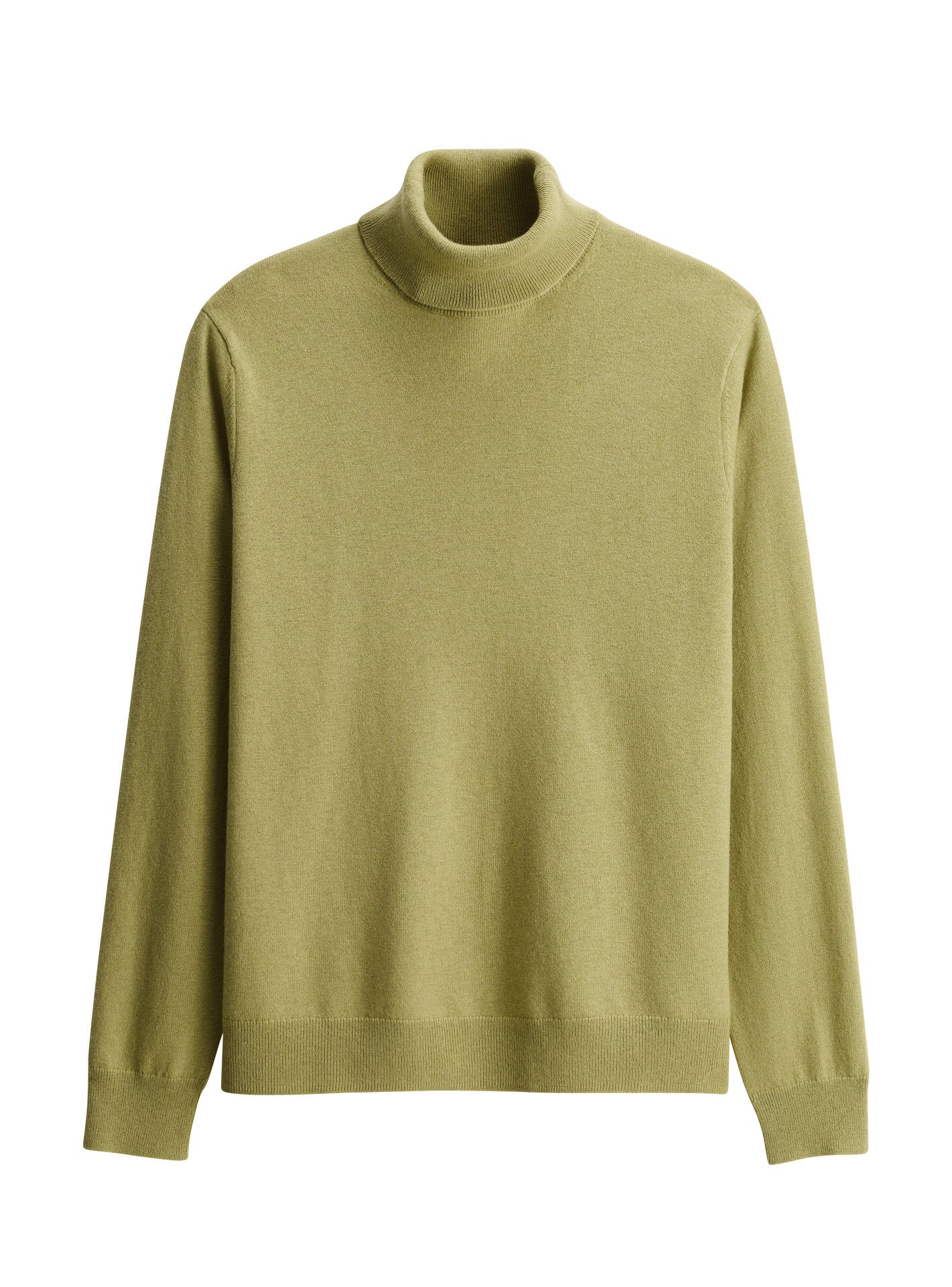 Pull Boris Lime – Pull 70% laine mérinos 30% coton vert clair avec col roulé et maille fine - packshot