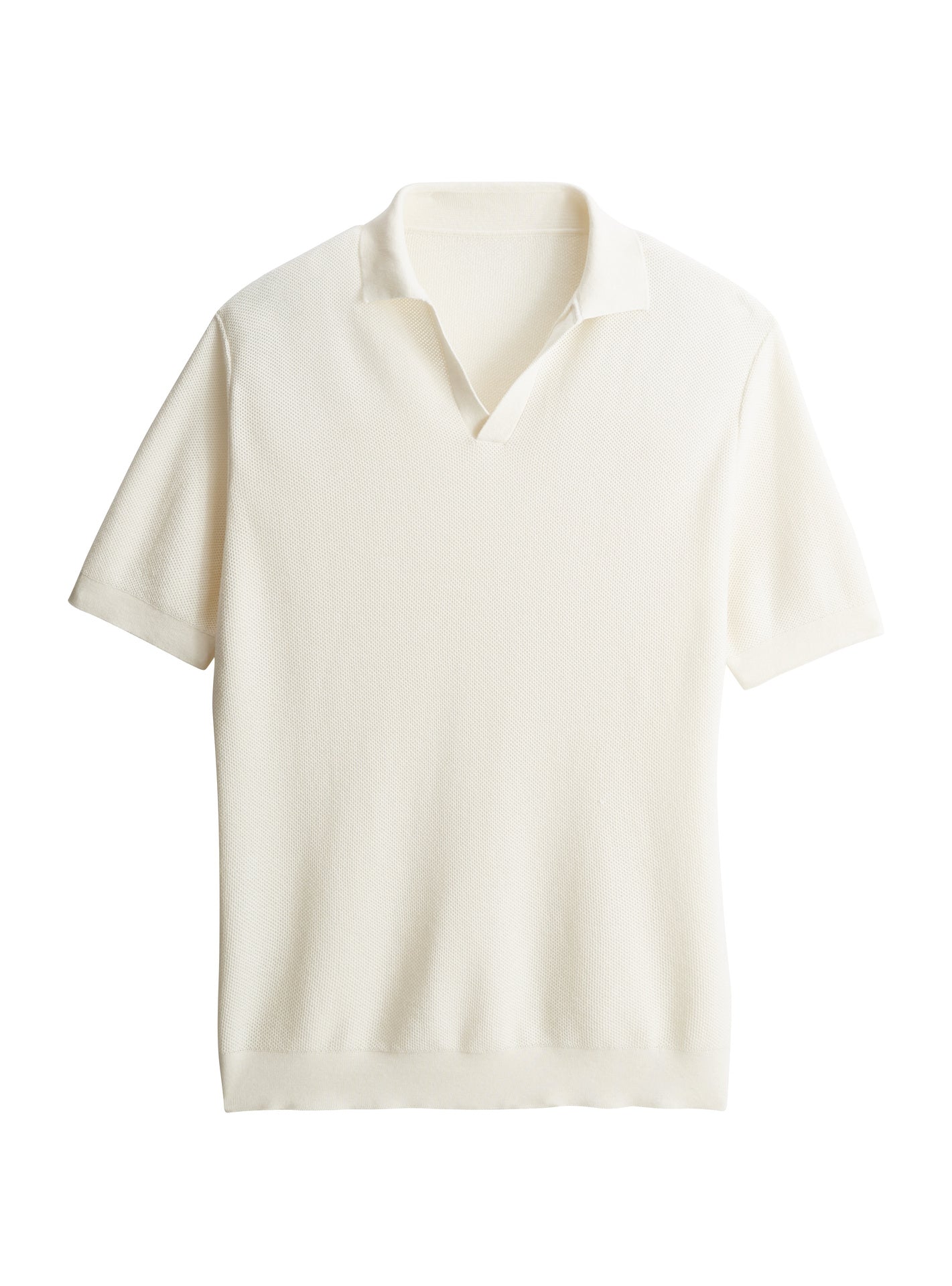 Pull Otto Ecru – Pull 100% coton écru avec col polo et maille fine -packshot