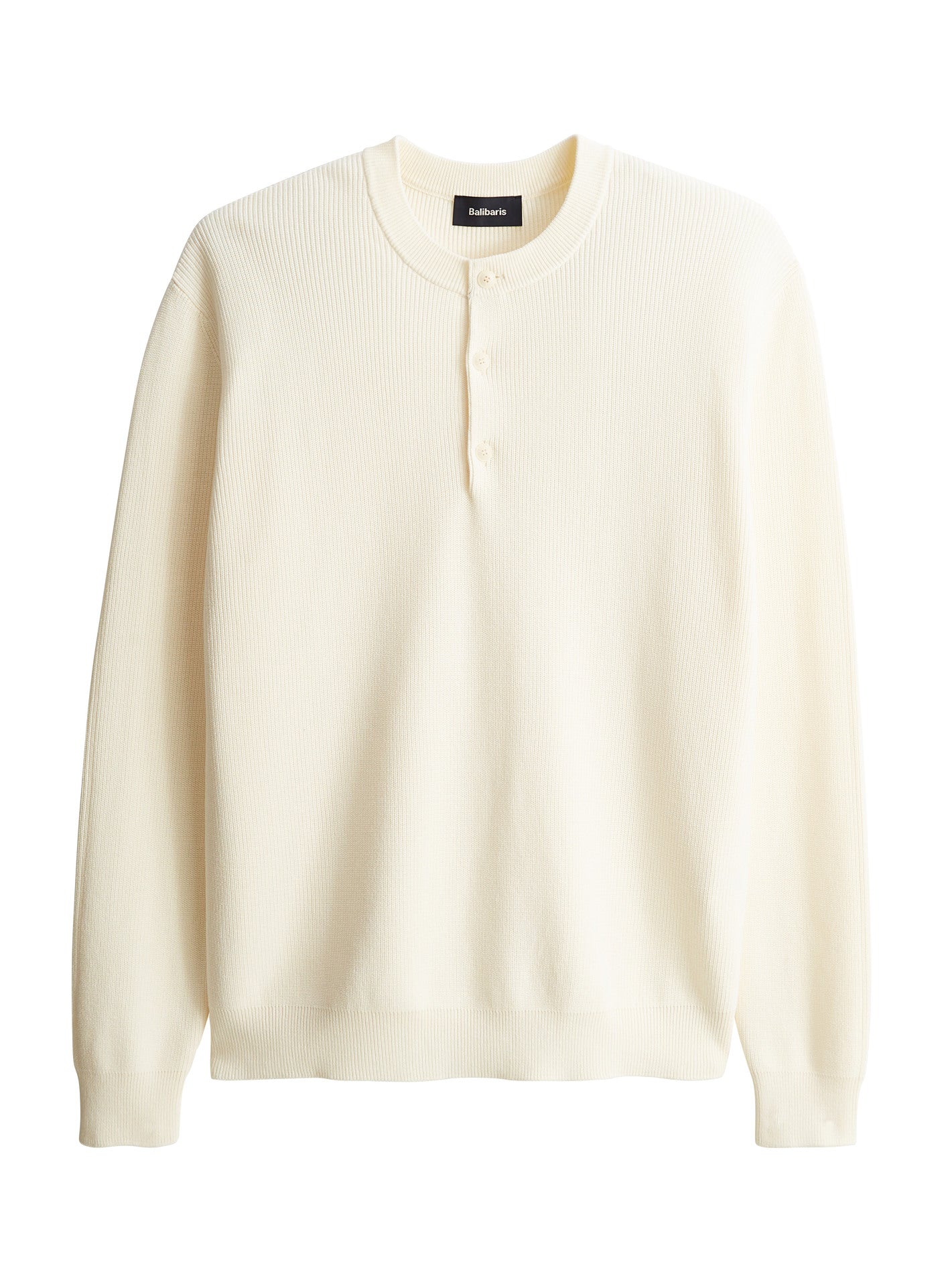 Pull Luka Ecru – Pull 100% coton écru avec col boutons et maille fine - packshot