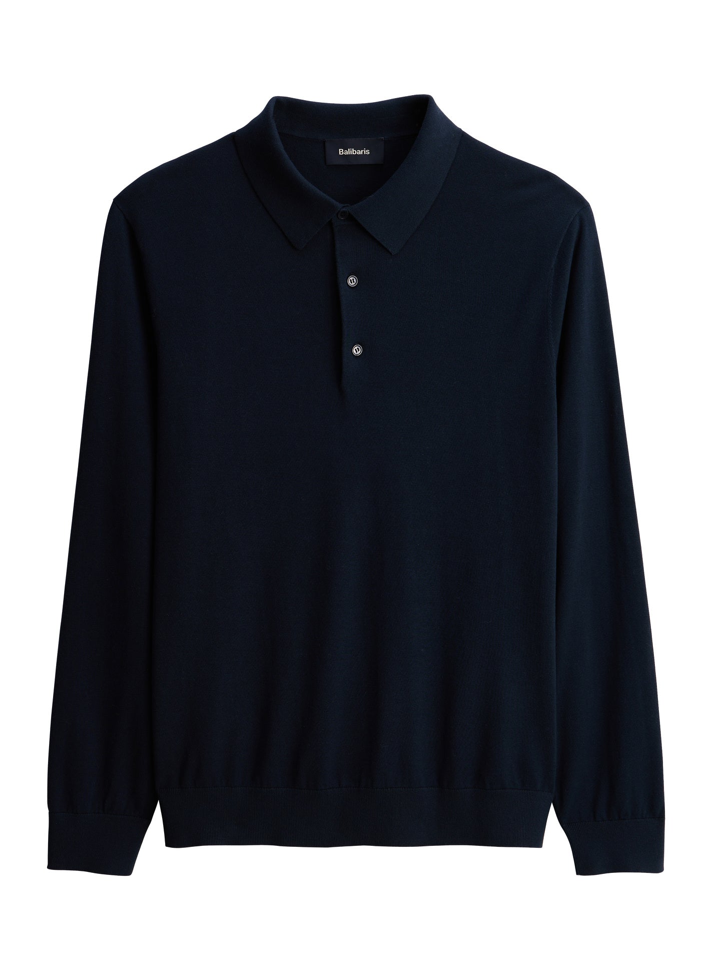 Pull Benjamin Navy – Pull 100% coton bleu marine avec col polo et maille fine – packshot