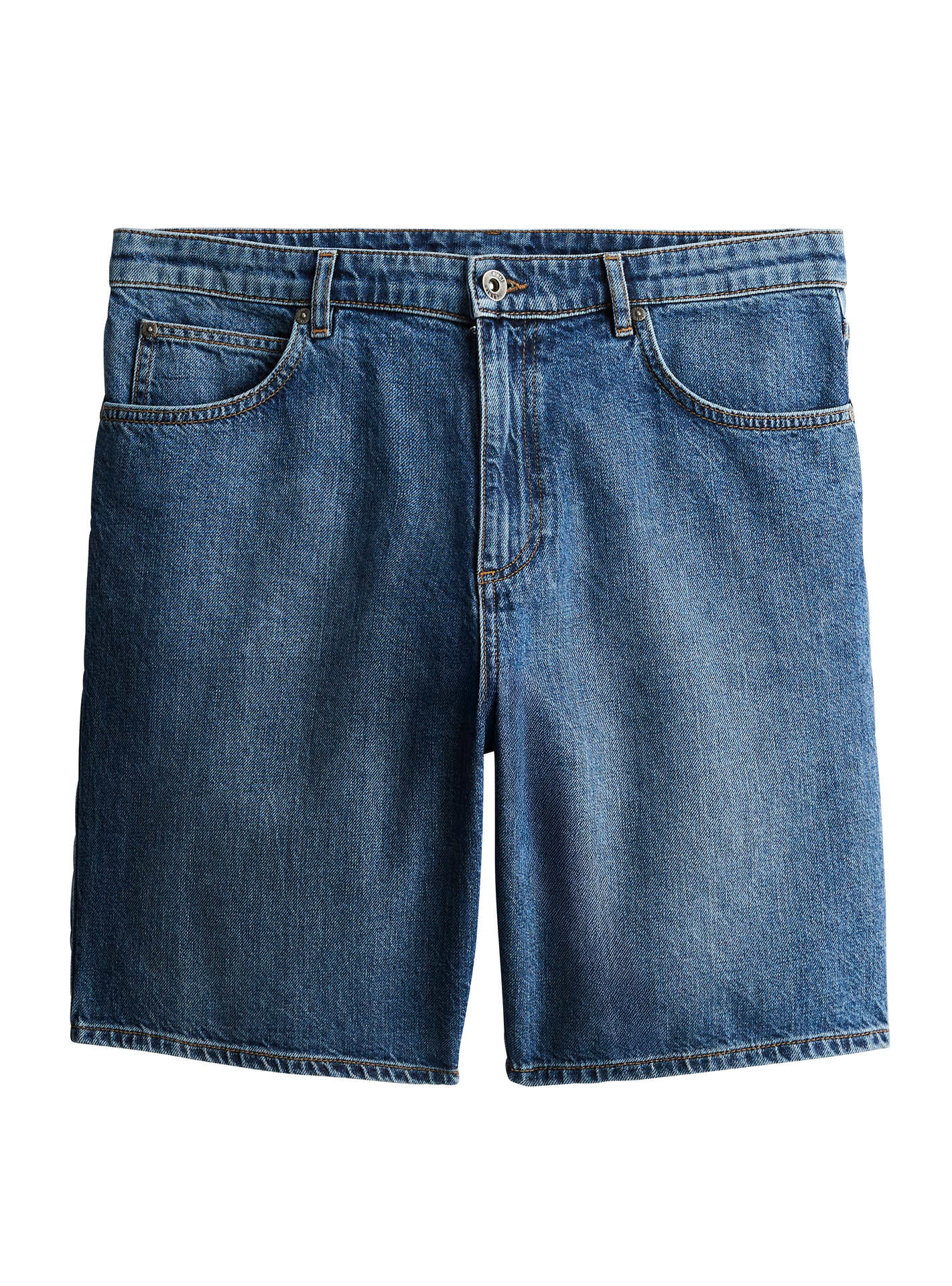 Short Pio Double Stone – Short jean 100% coton bleu délavé avec coupe droite et deux plaquées - packshot