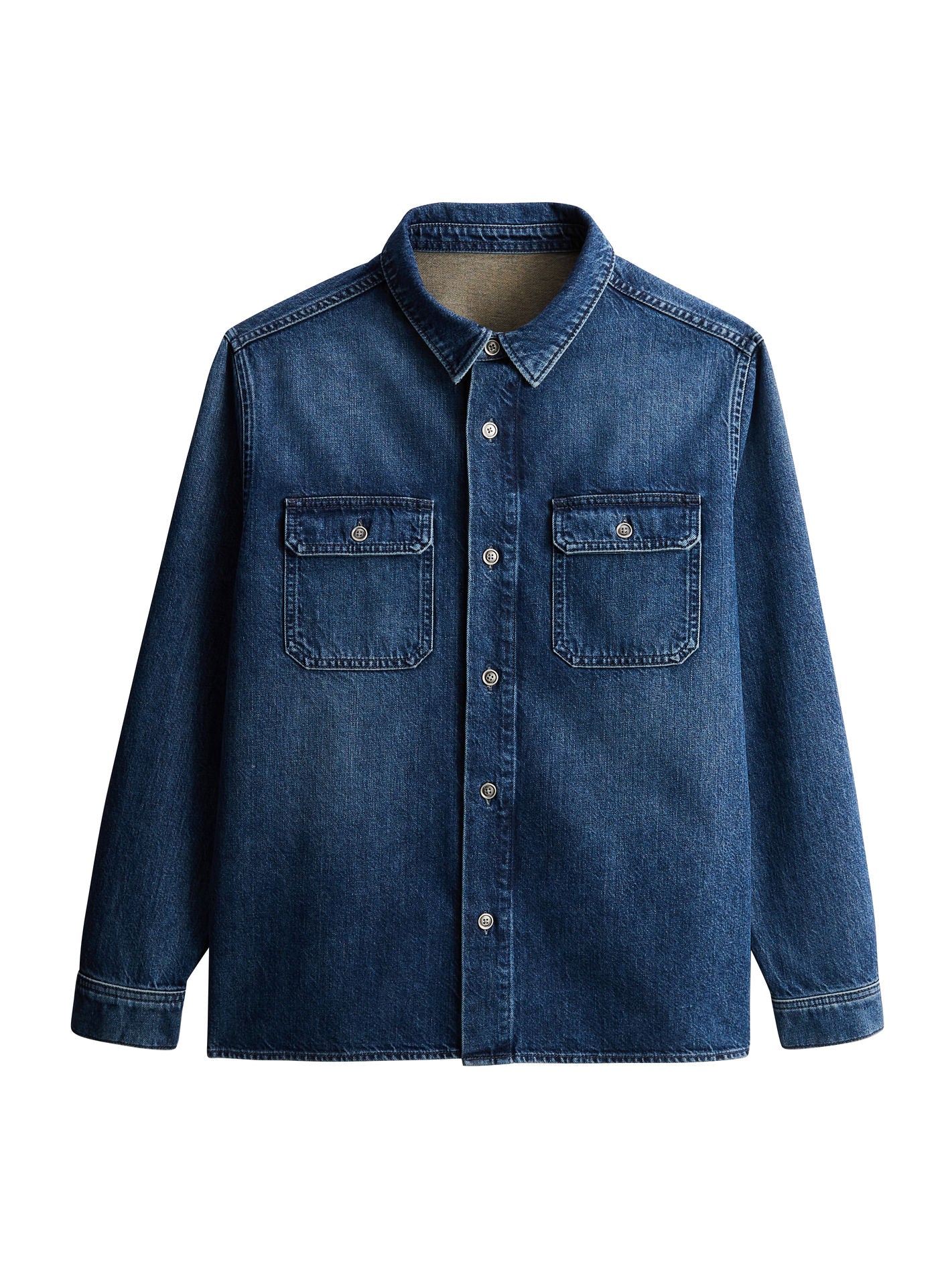 Surchemise Sean Double Stone – Surchemise 100% coton jean bleu avec coupe loose et poches poitrine plaquées - packshot