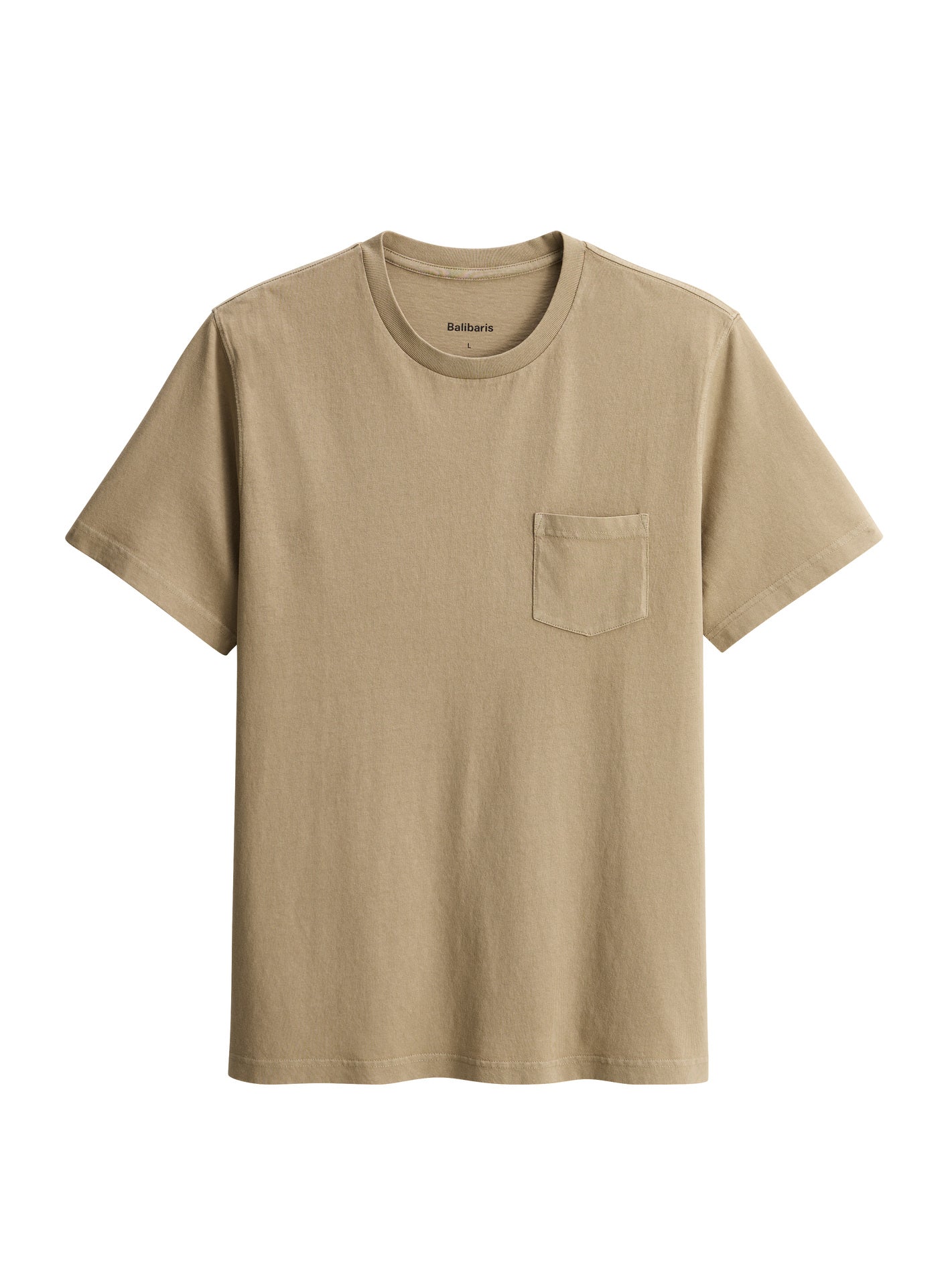 T-shirt Mitch Osier – T-shirt 100% coton organique beige avec col rond et coupe droite - packshot
