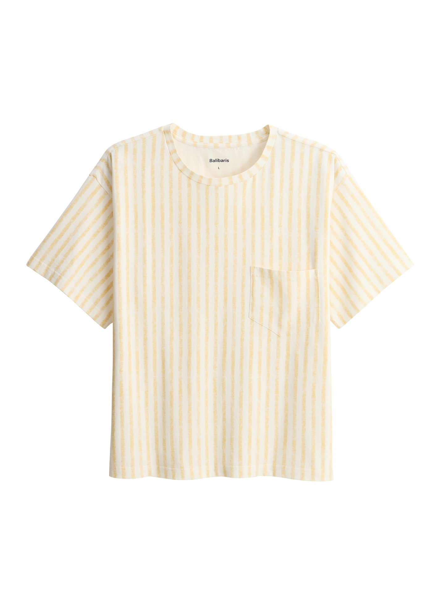 T-shirt Alder Raffia – T-shirt 100% coton rayé jaune avec col rond et coupe ample – packshot