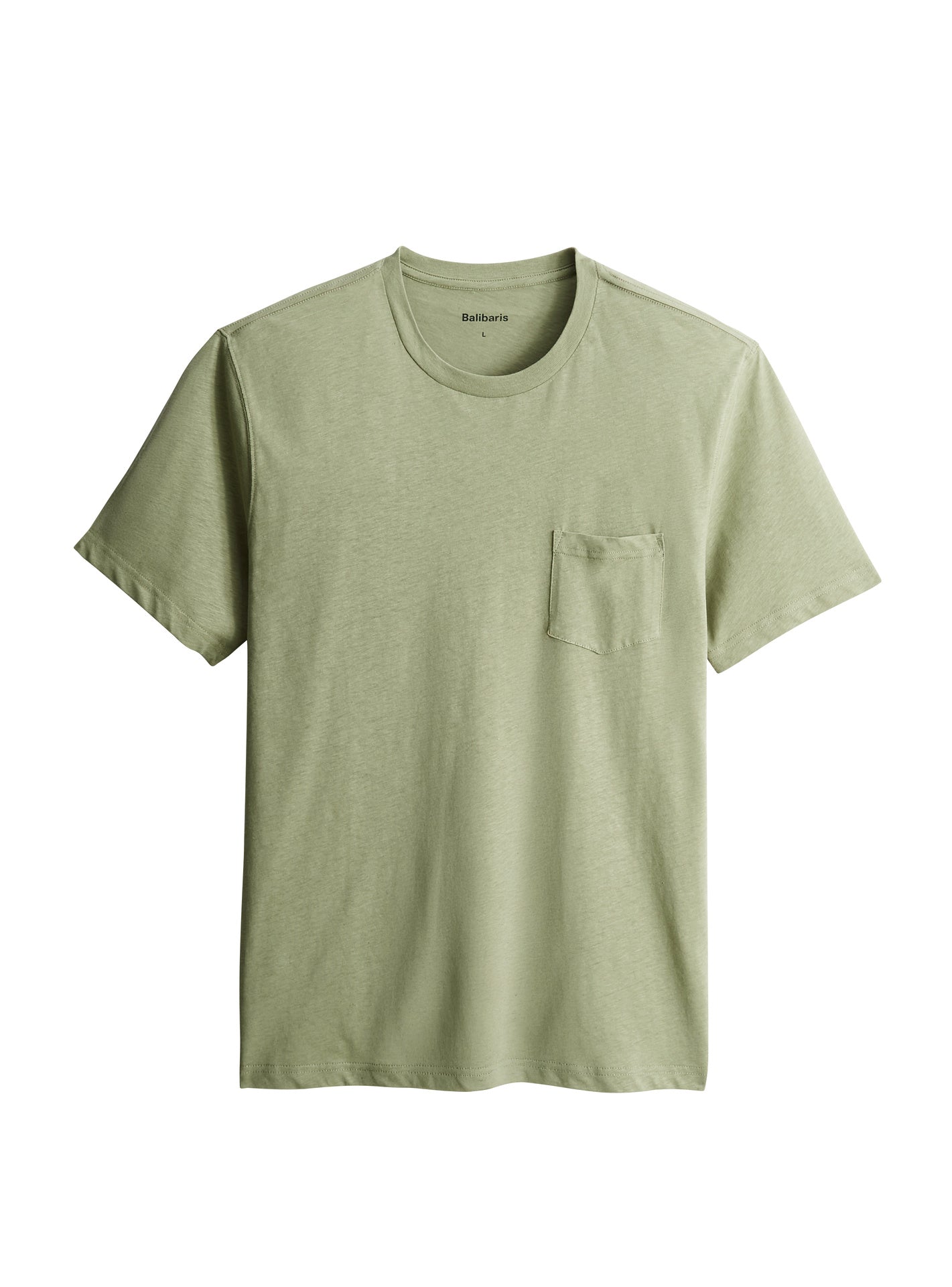 T-shirt Mitch Lichen – T-shirt 80% coton, 20% lin vert clair avec manches courtes et col rond - packshot