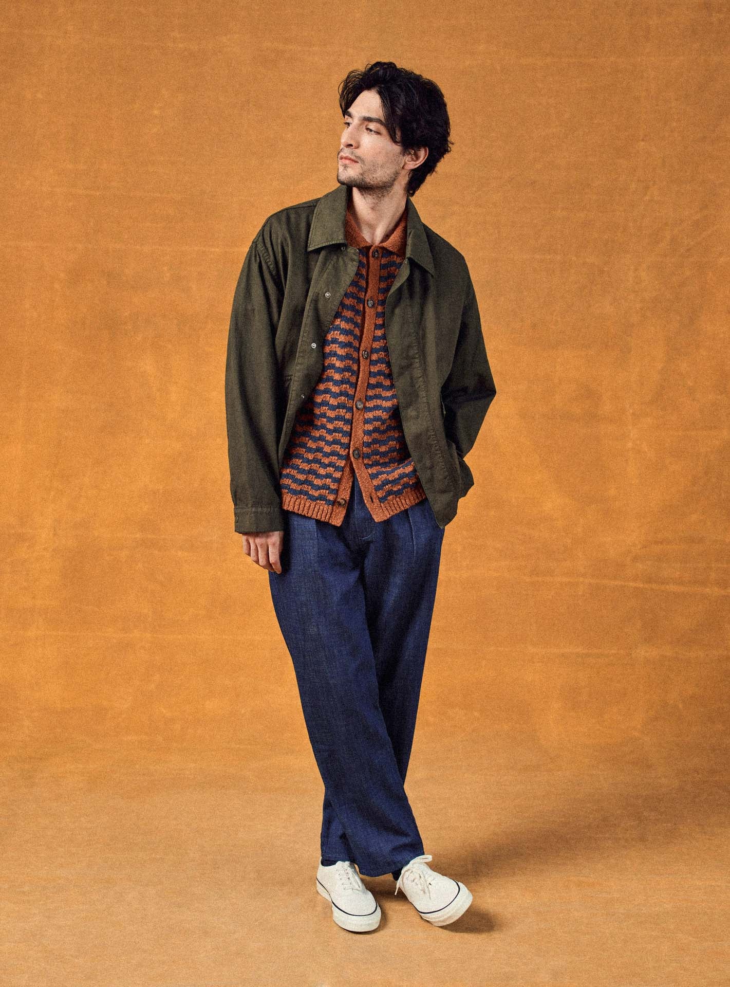 Navy/Pumpkin Howard Cardigan-5