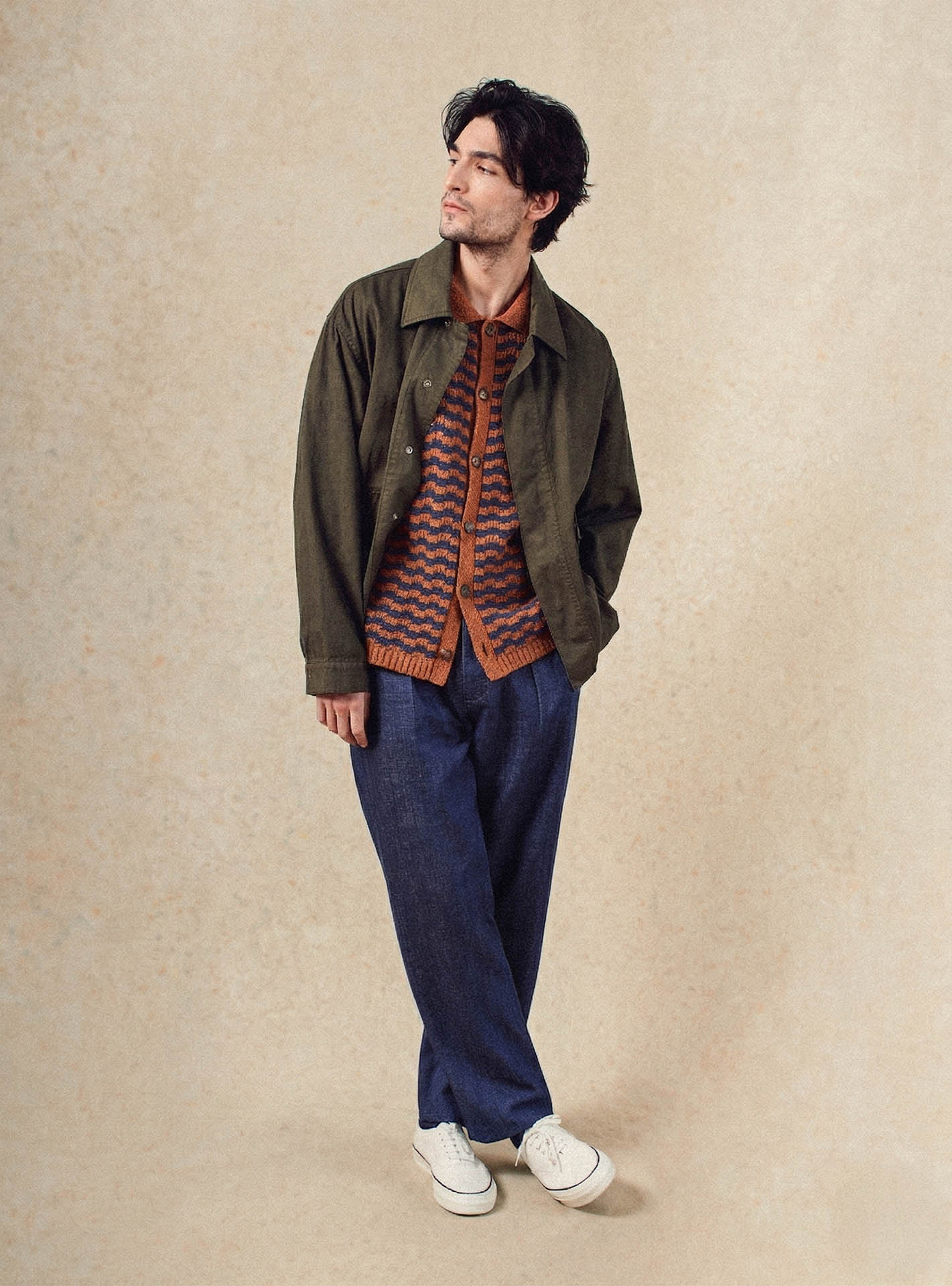 Cardigan Howard Navy/Pumpkin-5