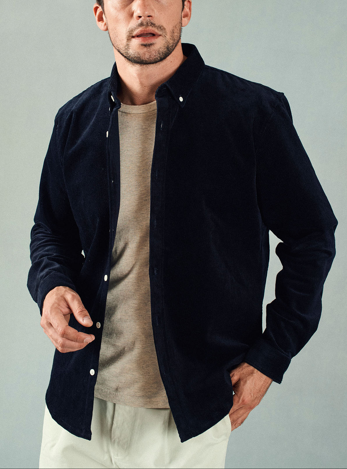 Chemise en velours College Navy-1