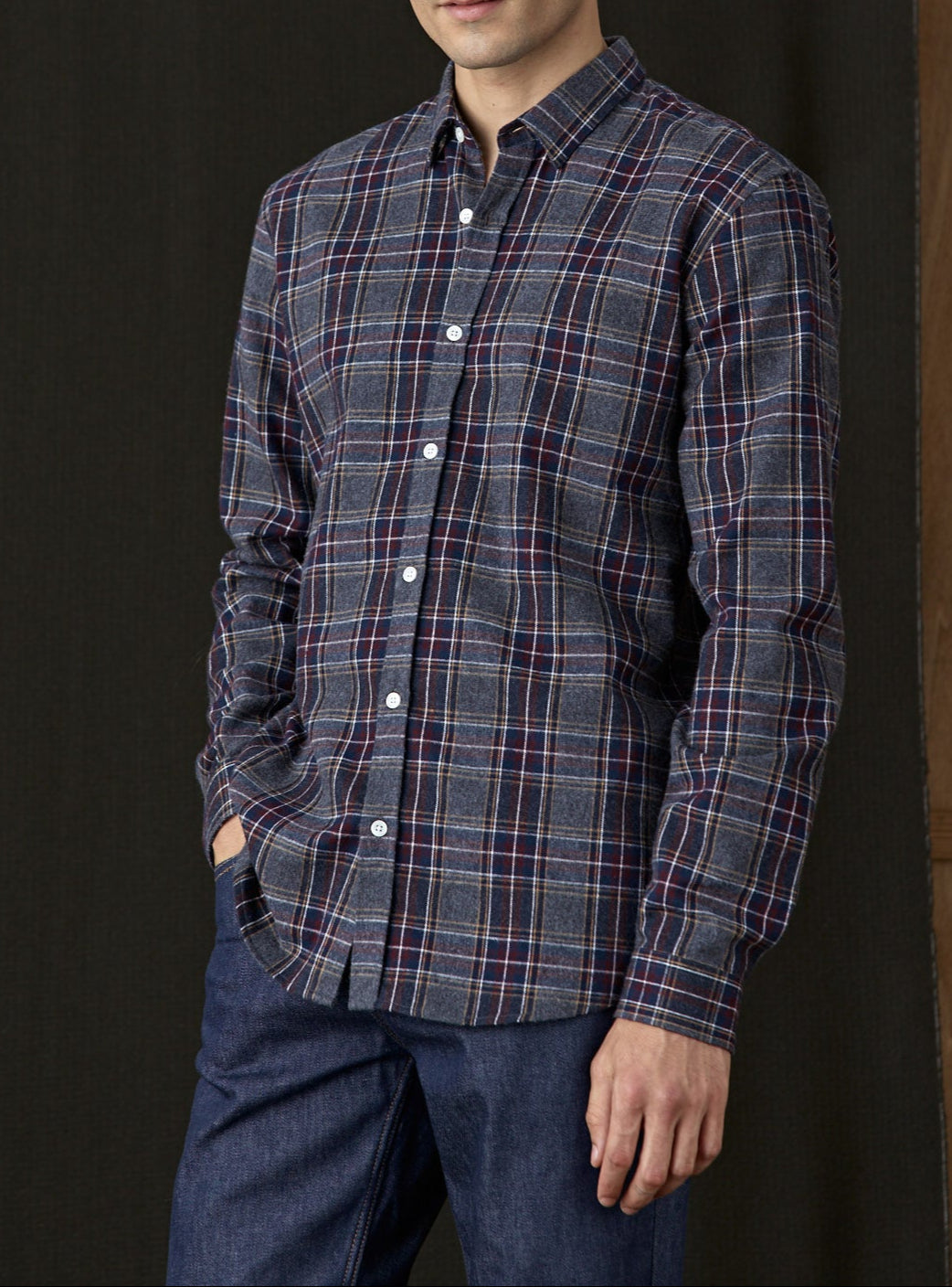 Chemise Mercer en flanelle à carreaux Grey Red-4