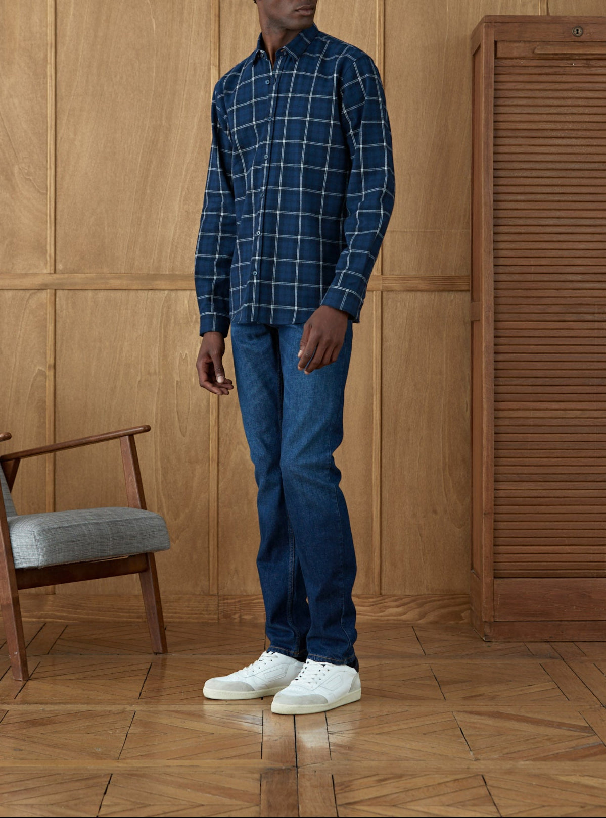 Chemise Mercer en flanelle carreaux Dusky Navy-6
