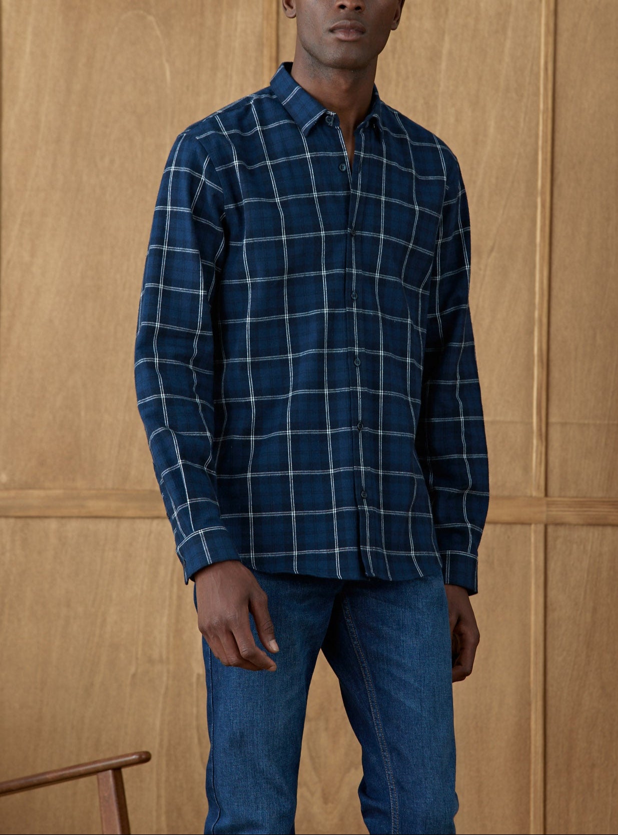 Chemise Mercer en flanelle carreaux Dusky Navy