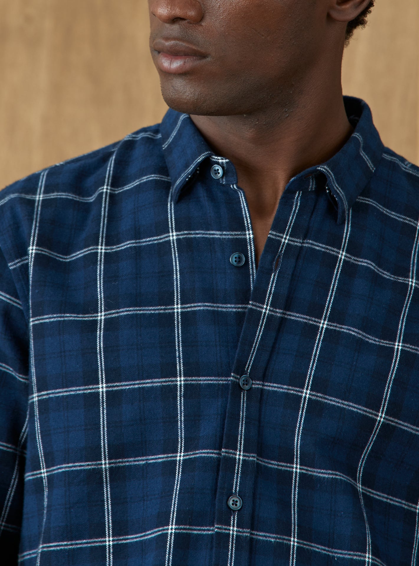 Chemise Mercer en flanelle carreaux Dusky Navy-4