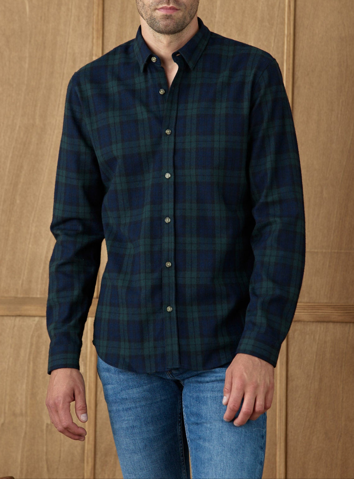 Chemise Mercer en flanelle carreaux Off Green