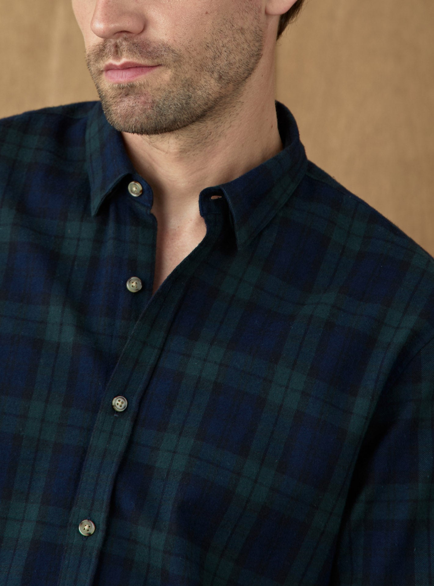 Chemise Mercer en flanelle carreaux Off Green-5