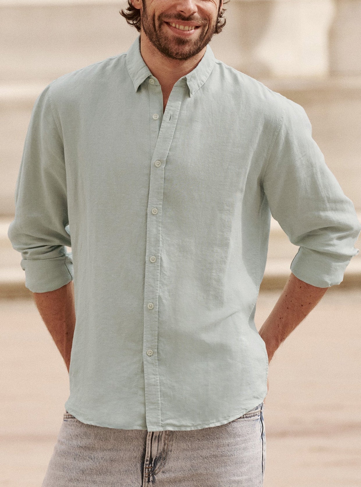 Chemise Mercer Coton Lin Givre
