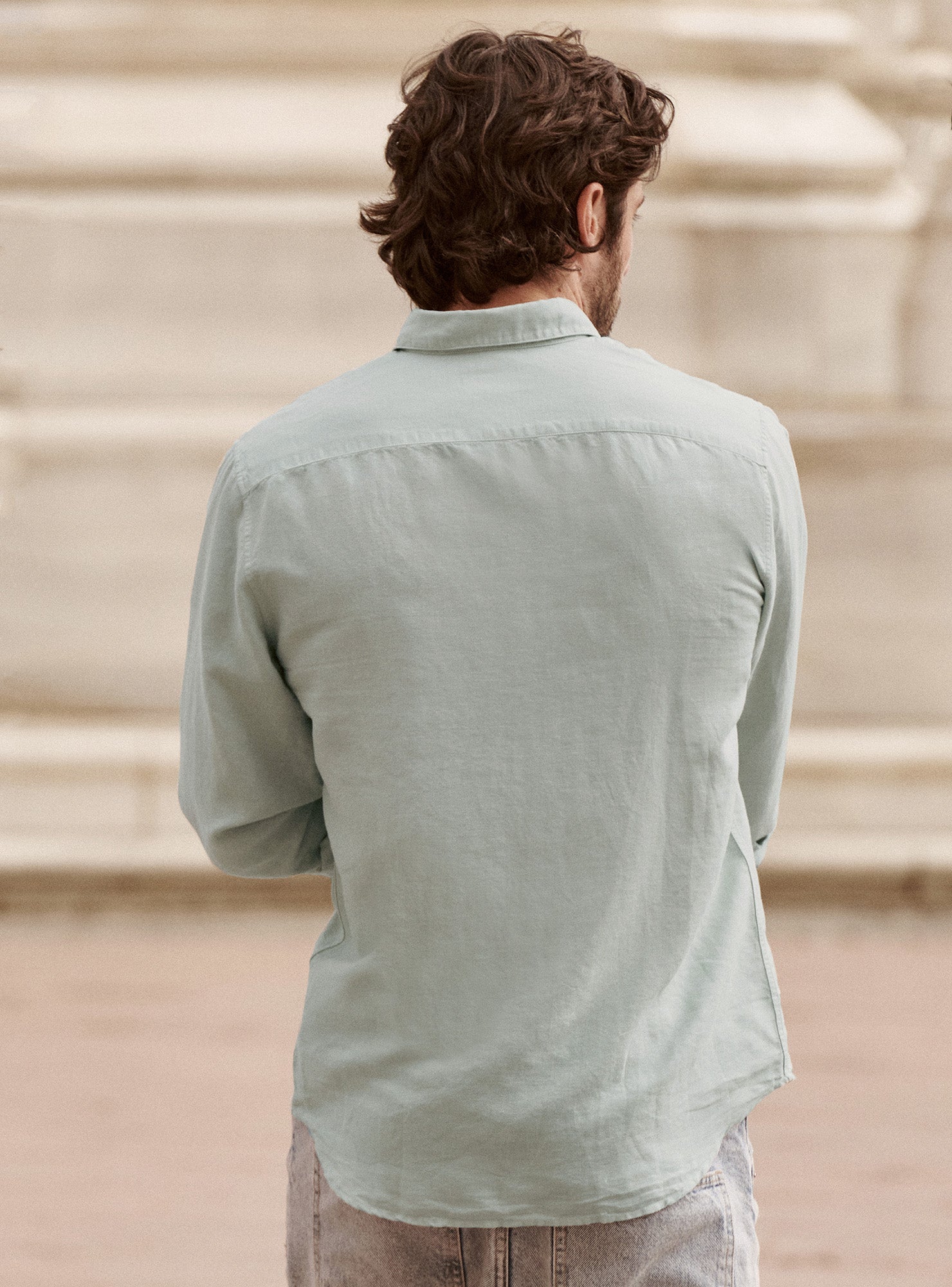 Chemise Mercer Coton Lin Givre-4