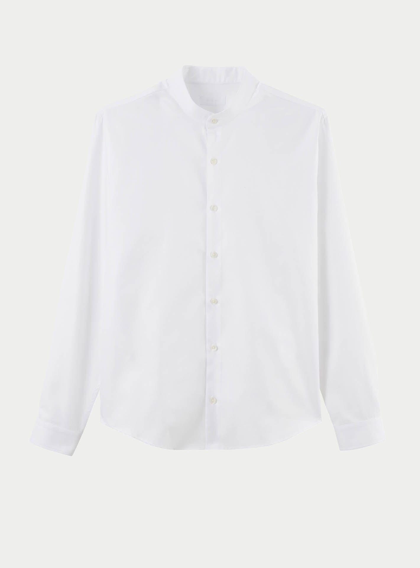 Chemise Gareth White –  Chemise 100% coton blanc avec coupe semi-ajustée et col officier – packshot