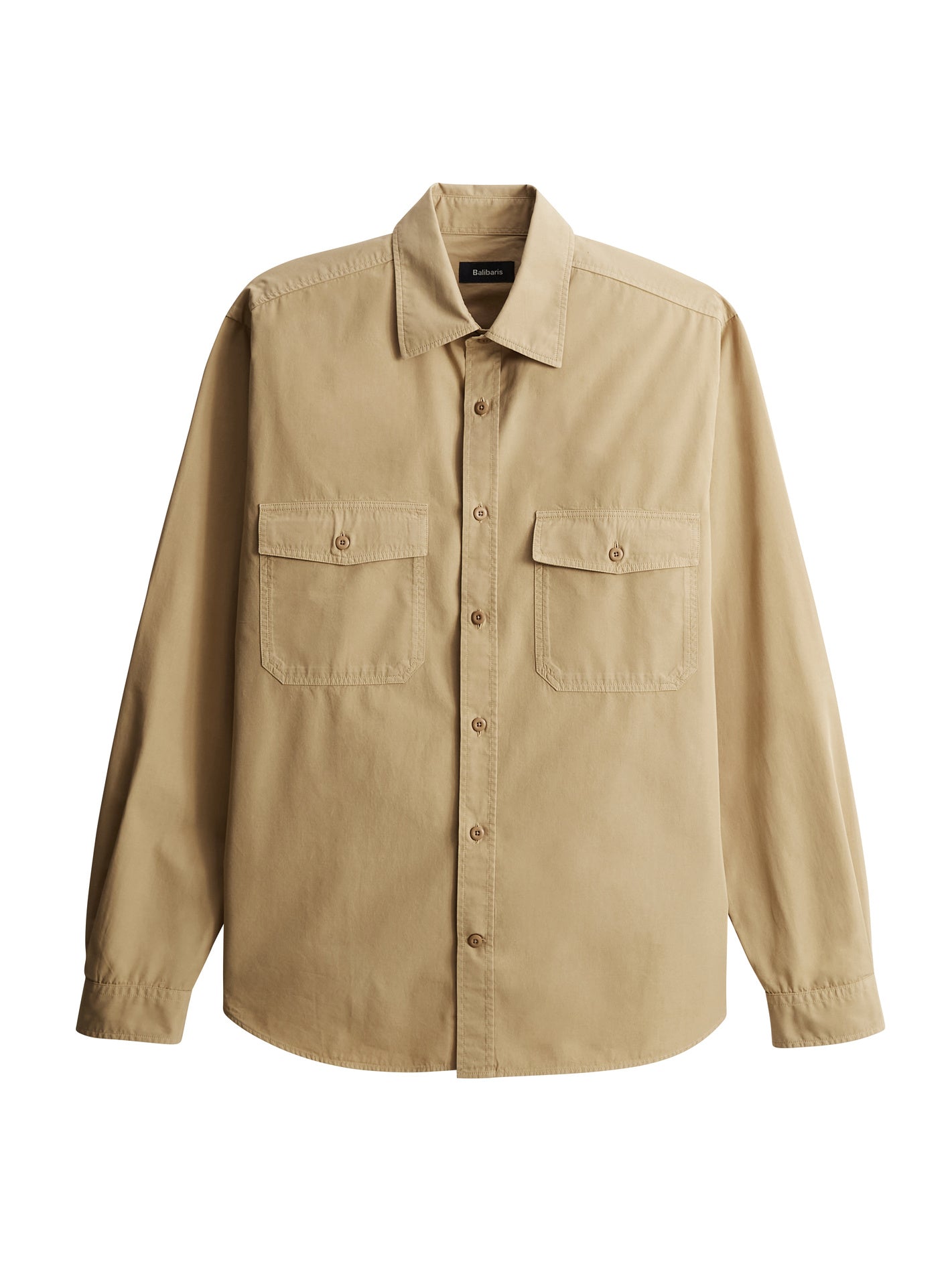 Chemise Robert Osier – Chemise 100% coton biologique beige avec coupe casual ample et Poches plaquées – packshot