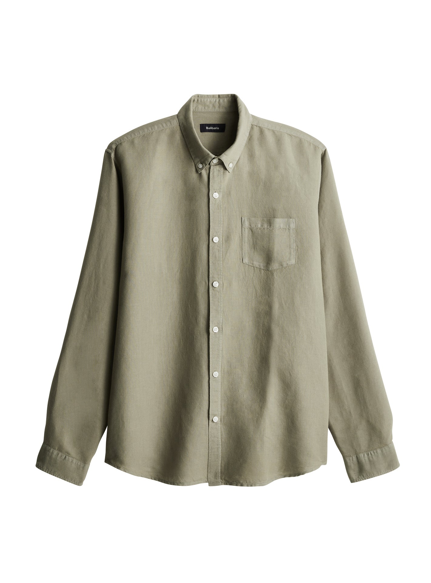 Chemise Tribeca Asperge – Chemise 59% lin, 41% coton vert clair avec coupe droite et col boutonné – packshot