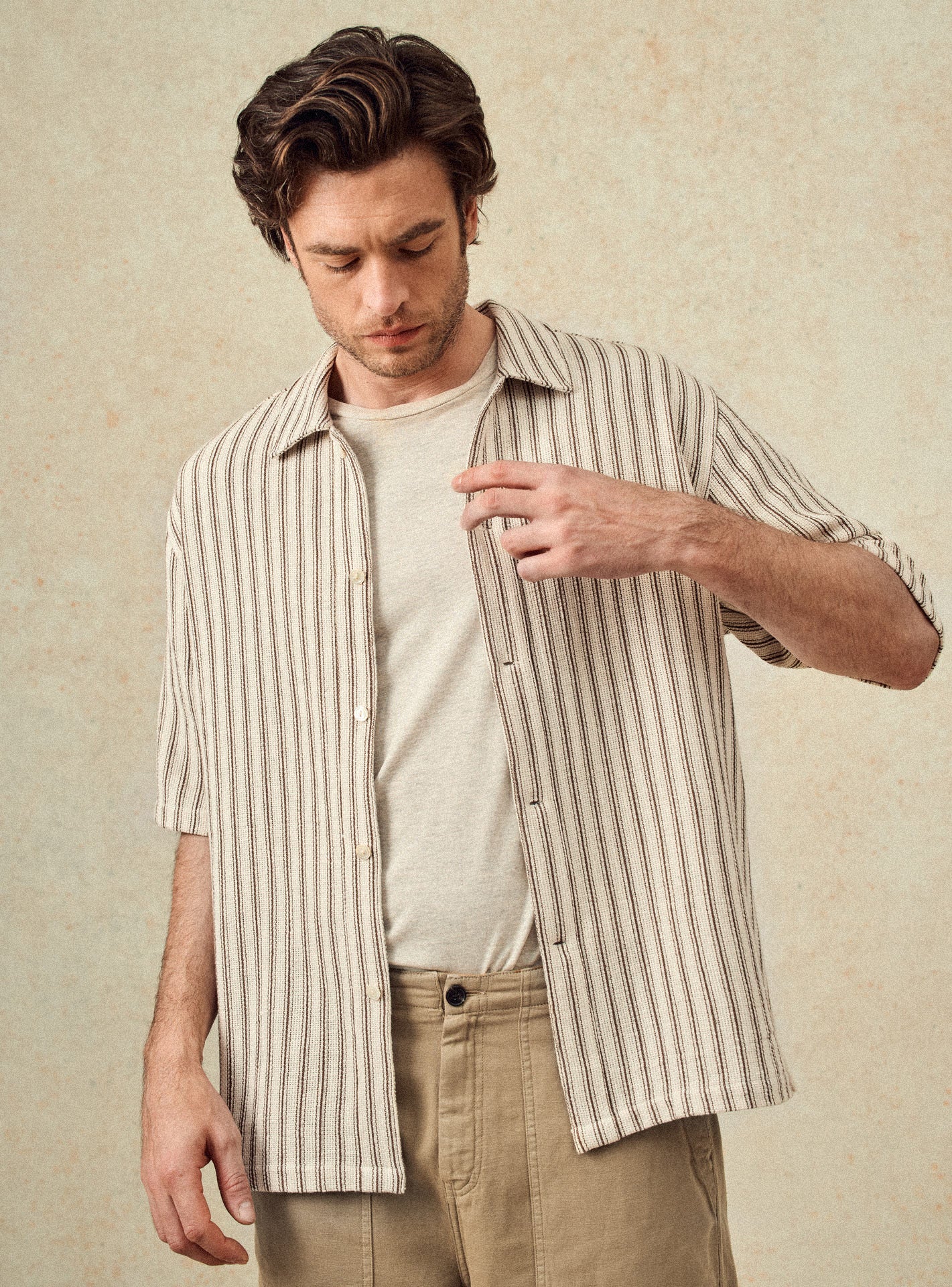 Chemise Henri Ecru/Brun-1