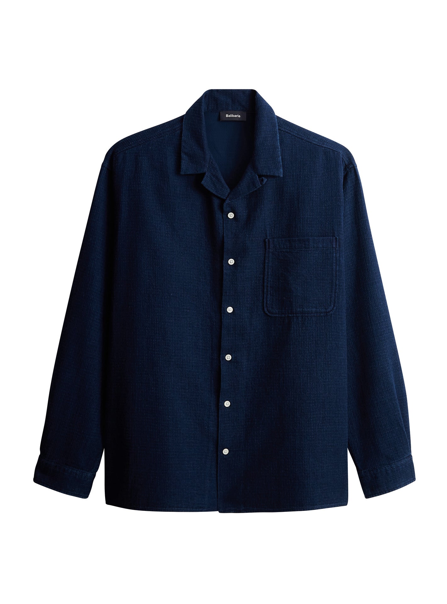 Chemise Liam Stone - Chemise 100% coton bleu indigo avec coupe casual et col cubain – packshot 