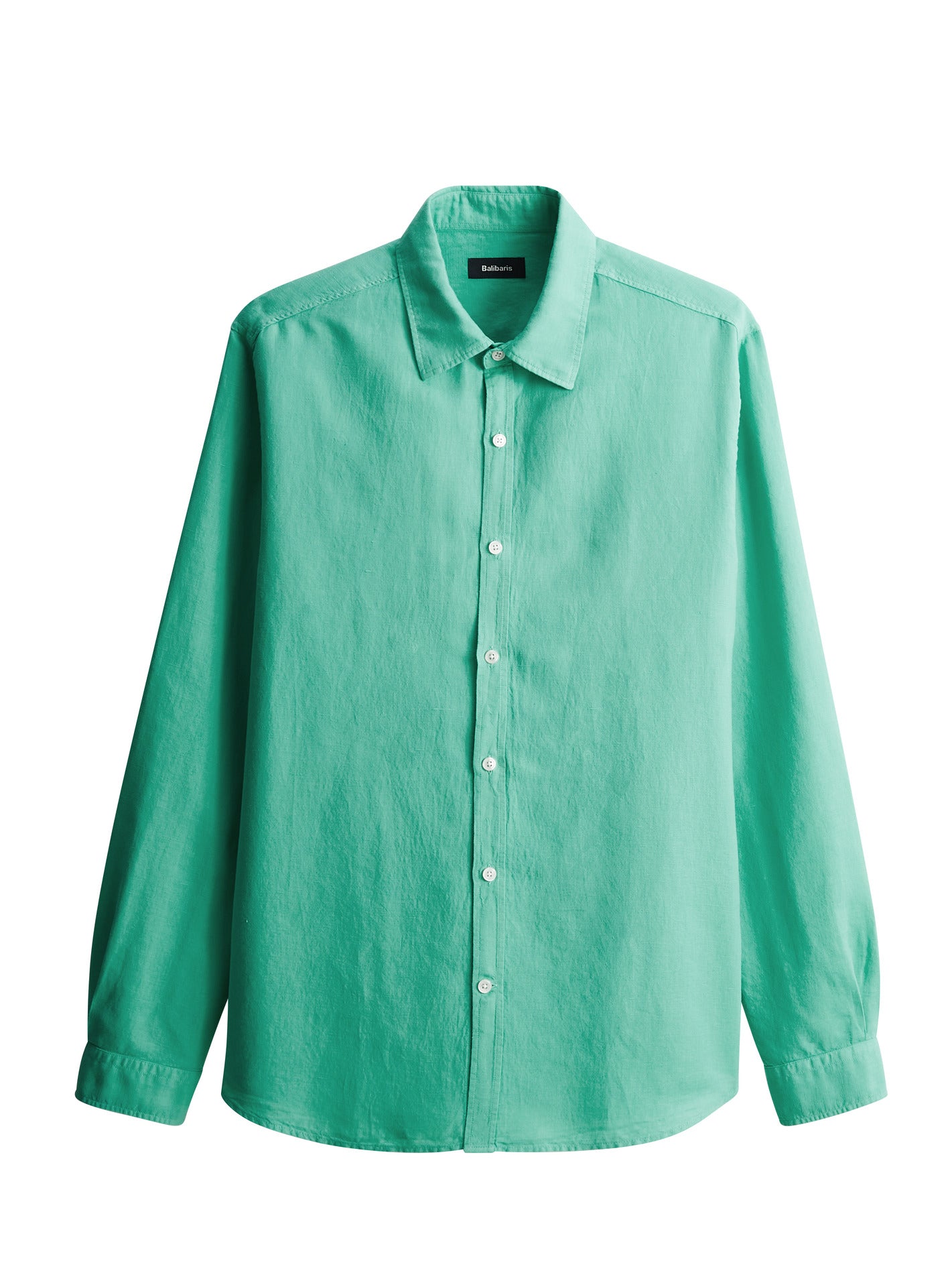 Chemise Robin Emeraude – Chemise 59% lin, 41% coton verte avec coupe casual ample et bas du corps arrondi – packshot 