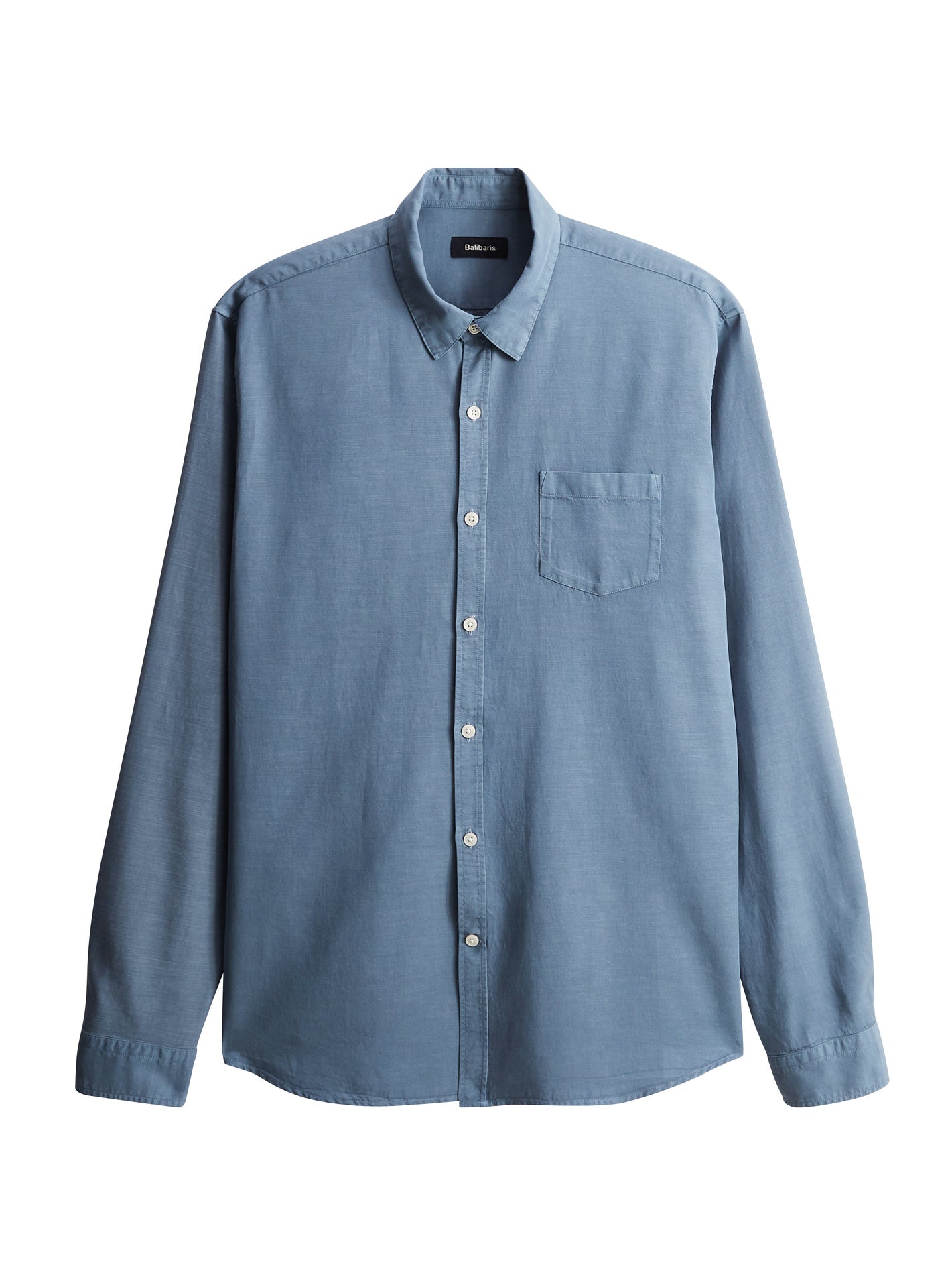 Chemise Soho Océan Clair – Chemise 61% Lyocel, 27% coton, 12% lin bleue avec poche plaquée et coupe droite – packshot