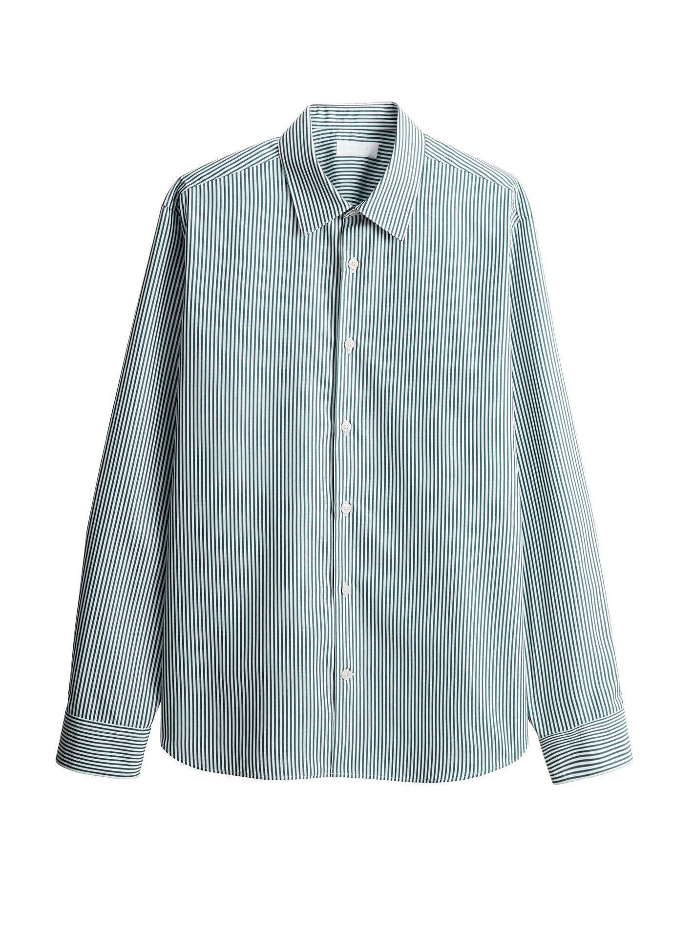 Chemise Jake Hills/White - Chemise formelle 100% coton rayures vertes et blanches avec coupe semi-ajustée et col français – packshot