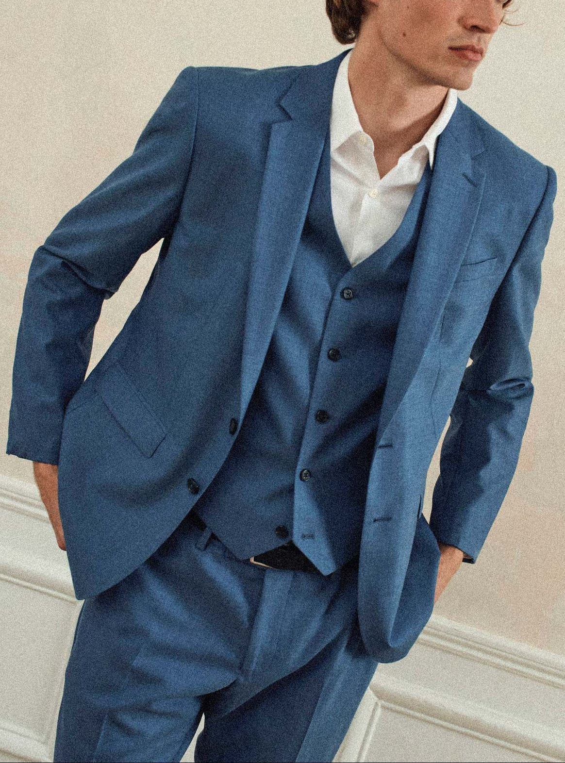 Gekko Blue Melanged Suit vest-2