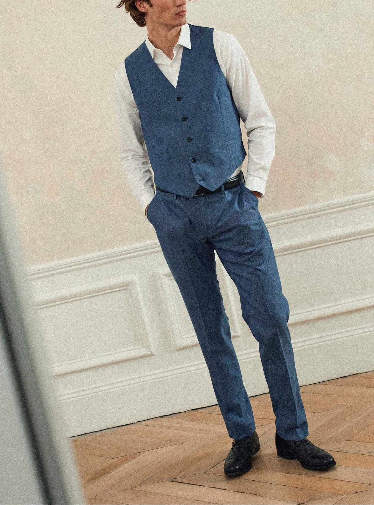 Gekko Blue Melanged Suit vest-4