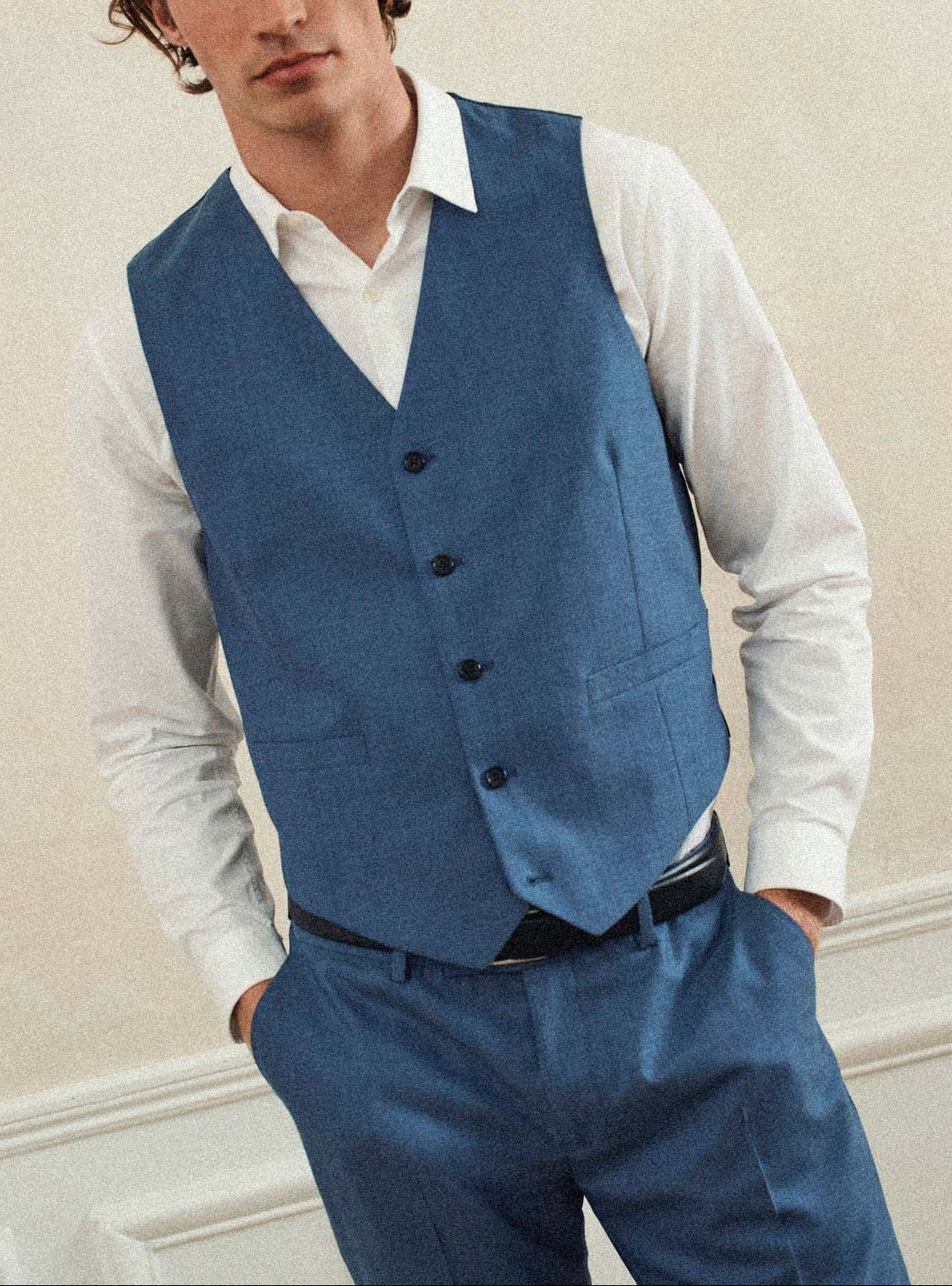 Gekko Blue Melanged Suit vest-1