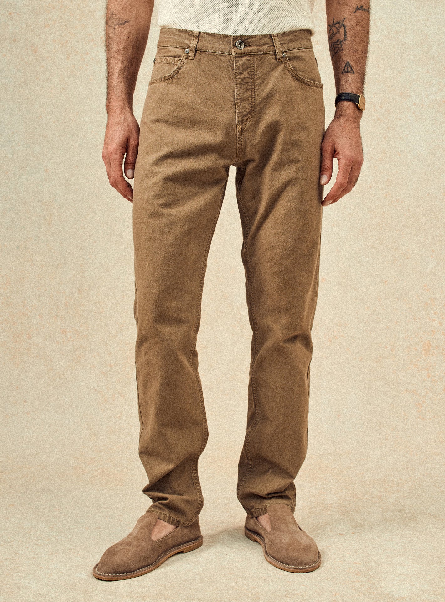Jean beige en coton Balibaris - Joe Stone - Plan taille