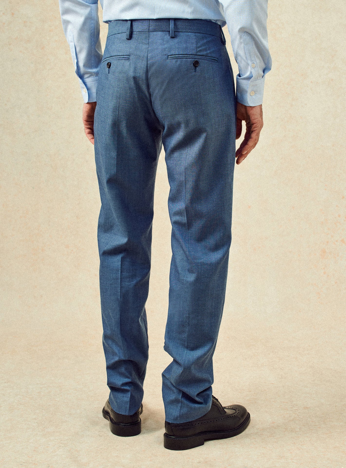 Pantalon de costume en laine Balibaris - Gekko Blue Melanged - Plan taille