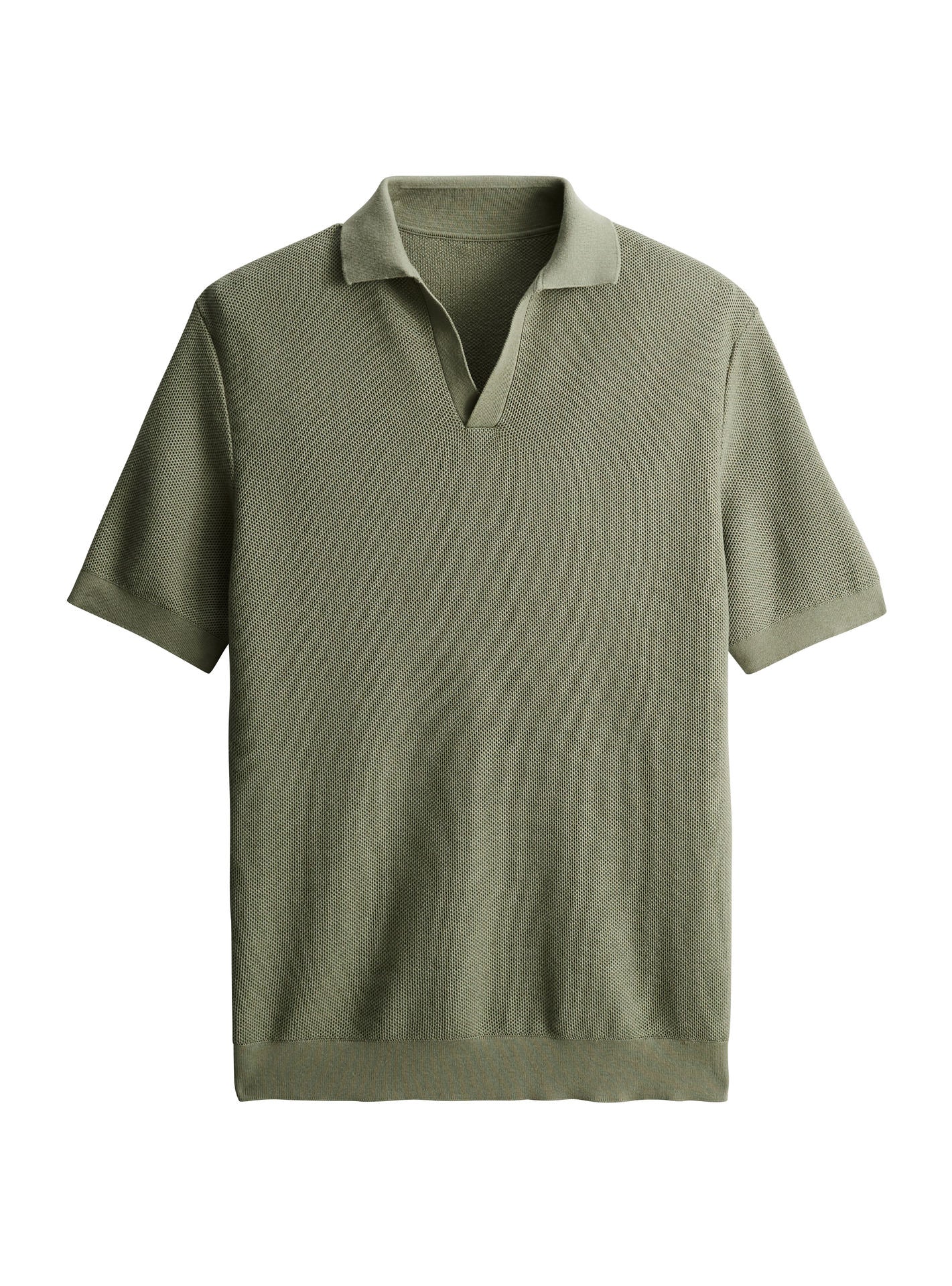 Pull Otto Lichen–  Pull 100% coton vert clair pull à manches courtes avec col polo et maille fine - packshot