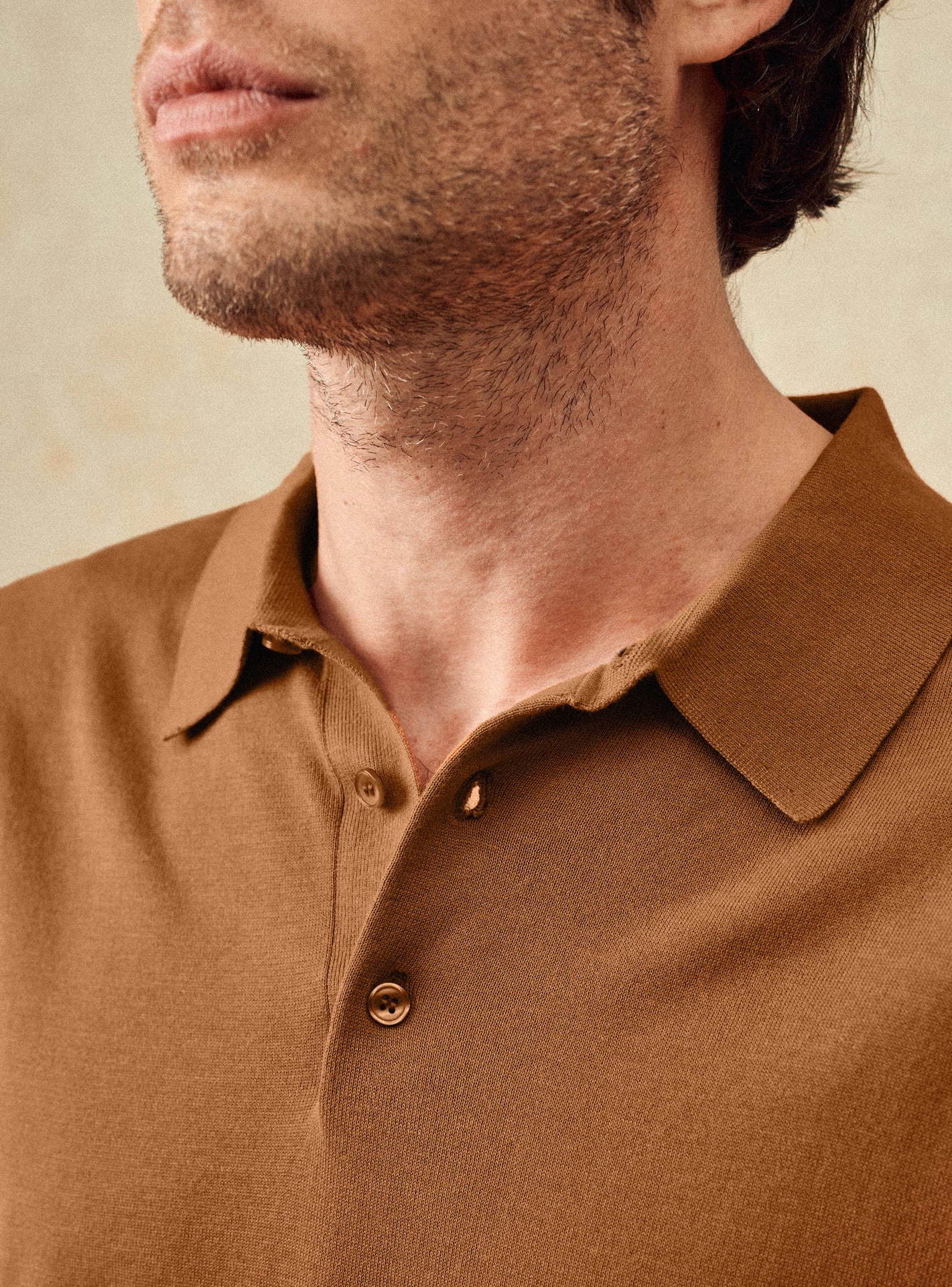 Polo Anton Pumpkin – Polo 100% coton orange avec col polo et jersey de coton - gros plan