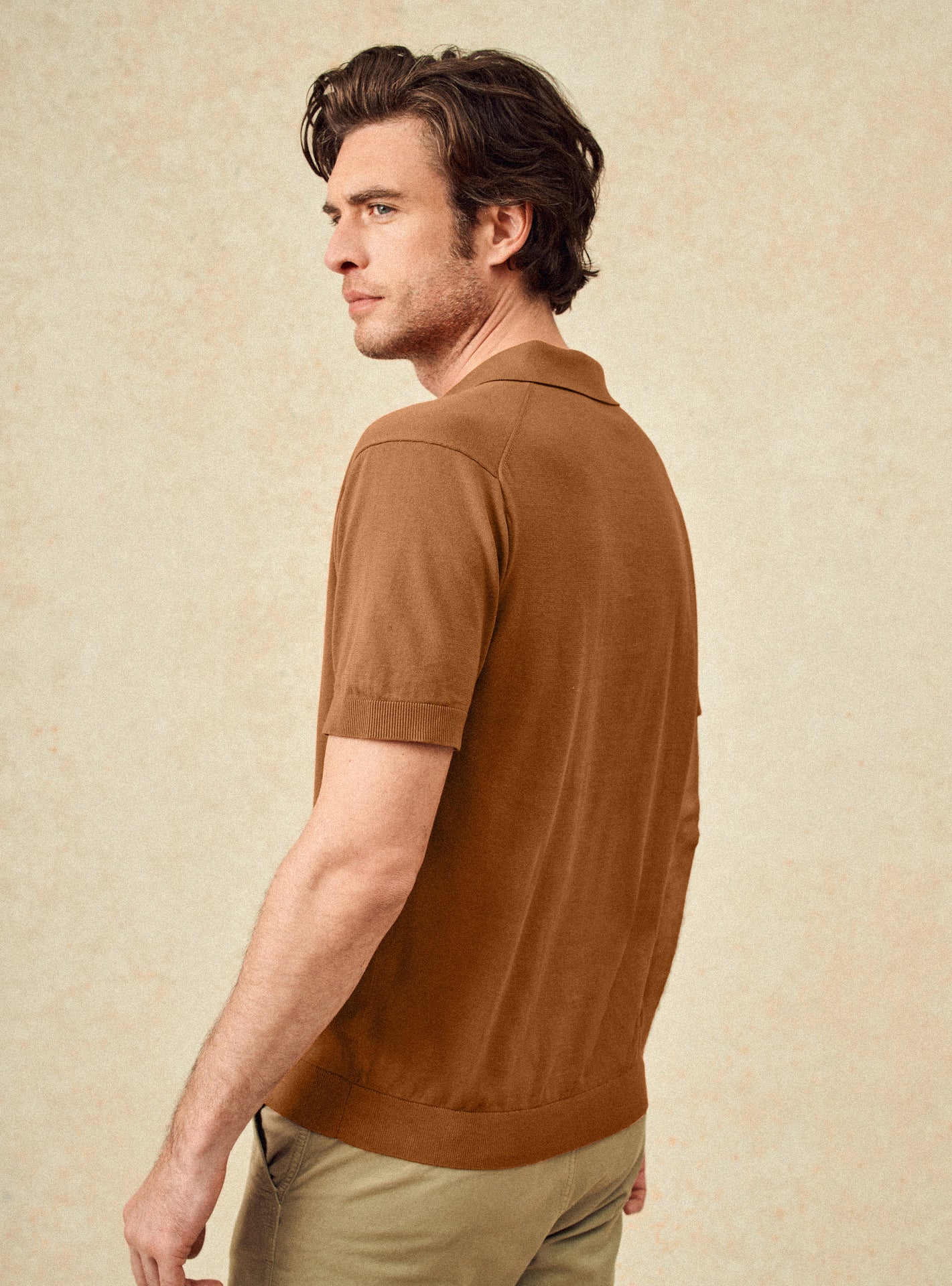 Polo Anton Pumpkin – Polo 100% coton orange avec col polo et jersey de coton - plan taille