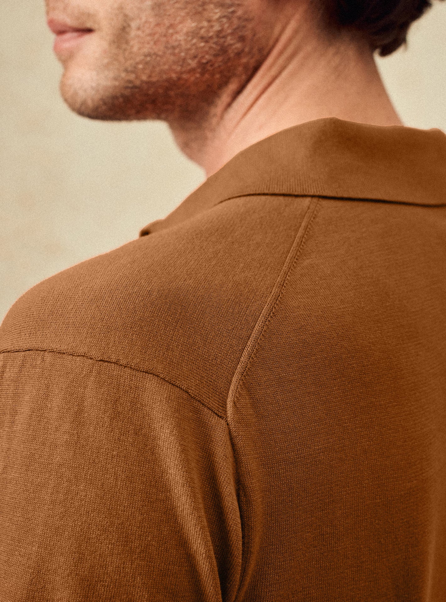 Polo Anton Pumpkin – Polo 100% coton orange avec col polo et jersey de coton - gros plan