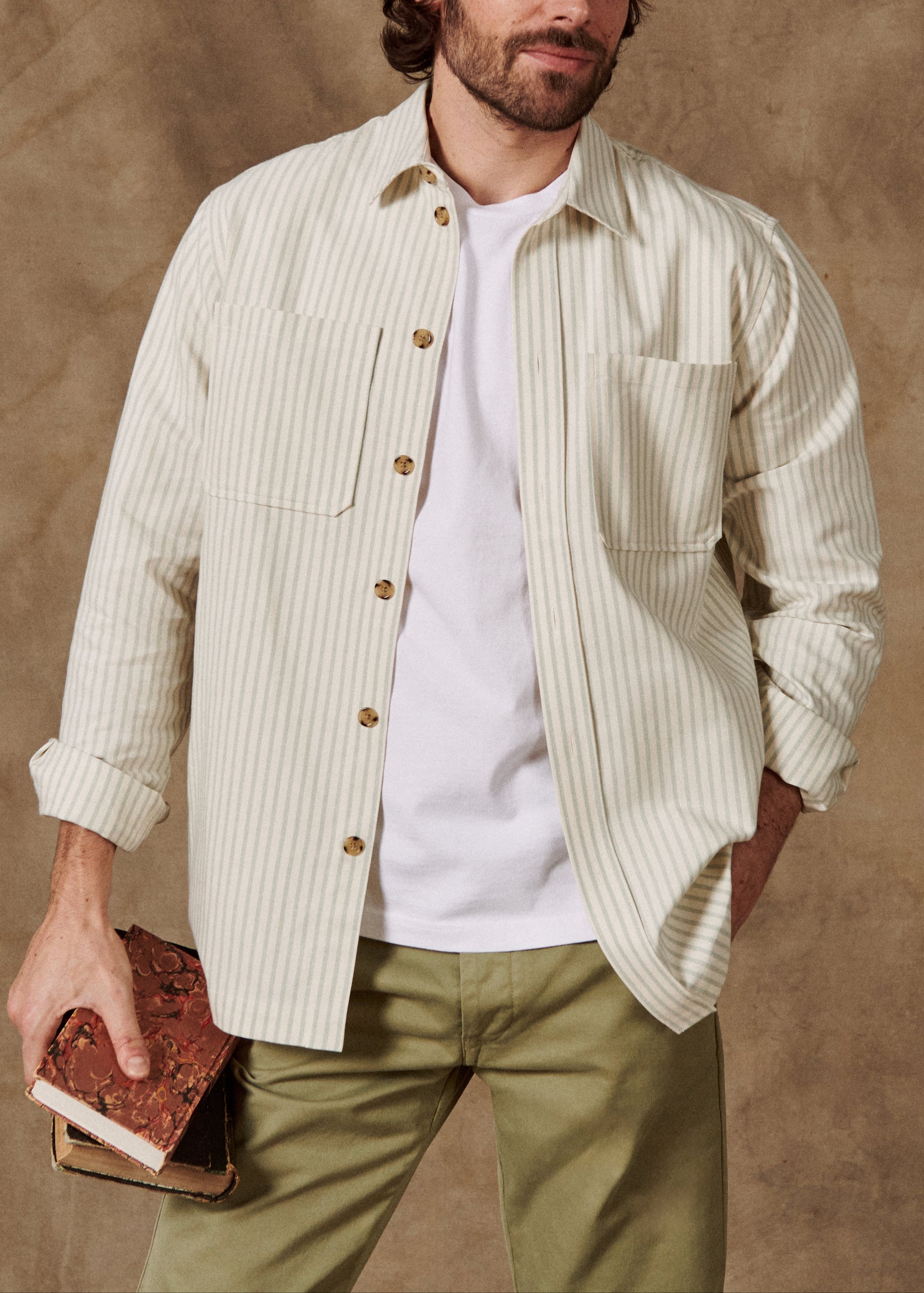 John Striped Almond Overshirt-2