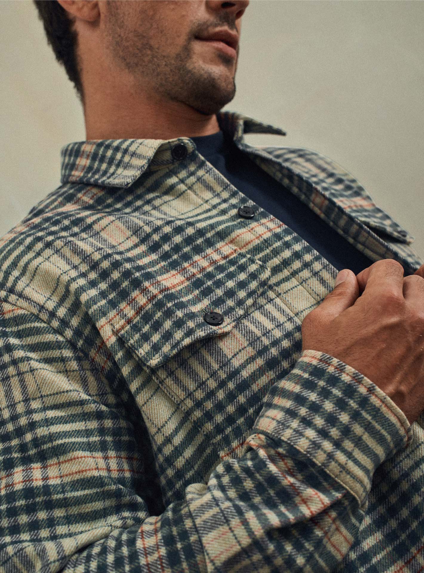 Surchemise Parker Bouteille/Ecru-3