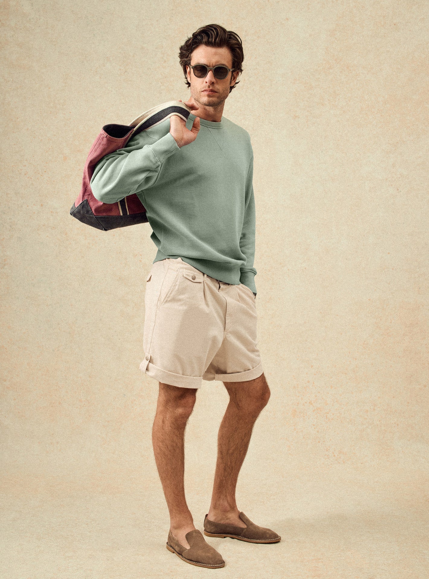 Sweat Eden Asperge – Sweat 100% coton organique vert clair avec col rond et col rond - plan pied