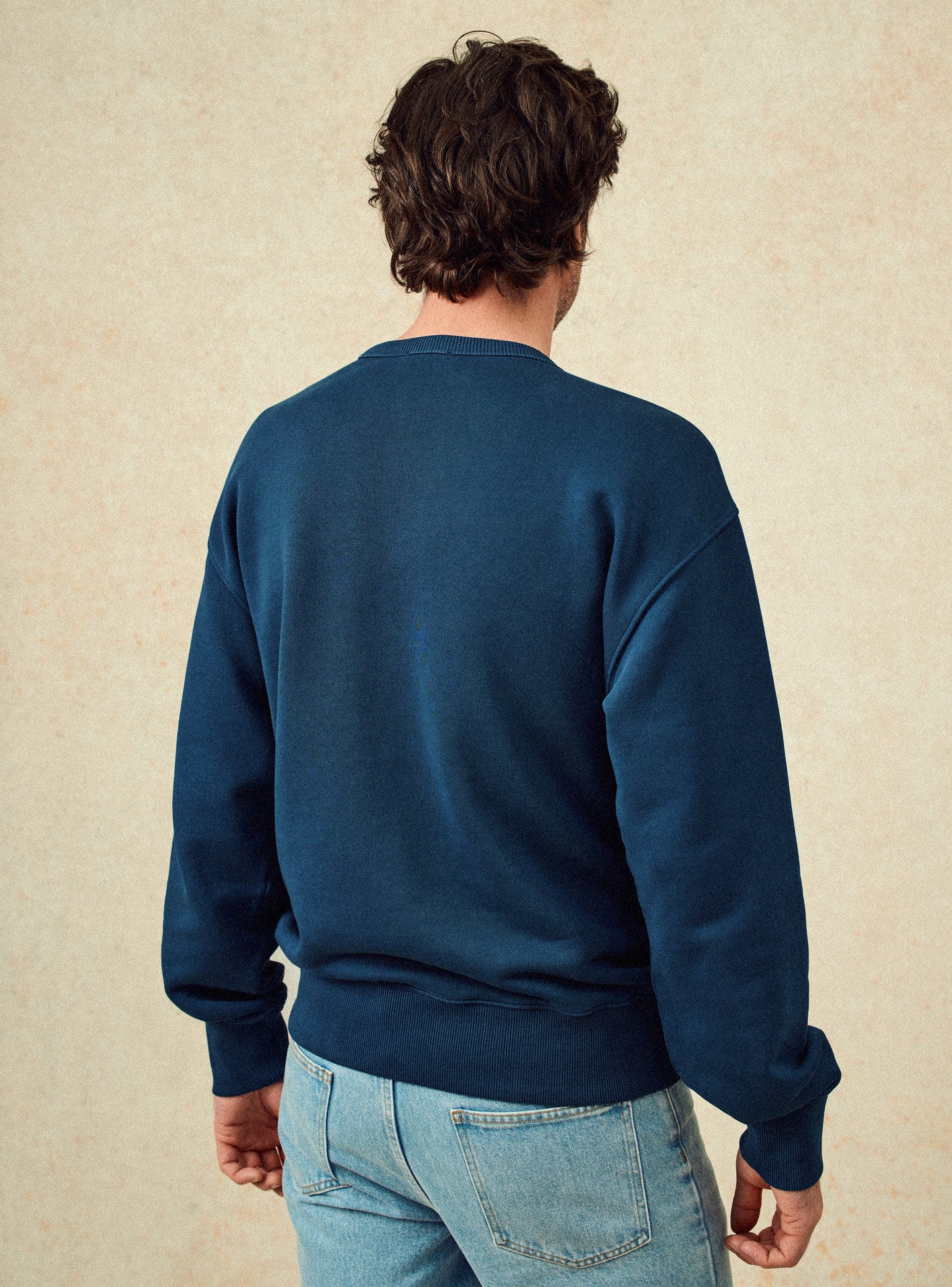 Sweat Eden Océan – Sweat 100% coton organique bleu avec col rond et col rond - plan taille