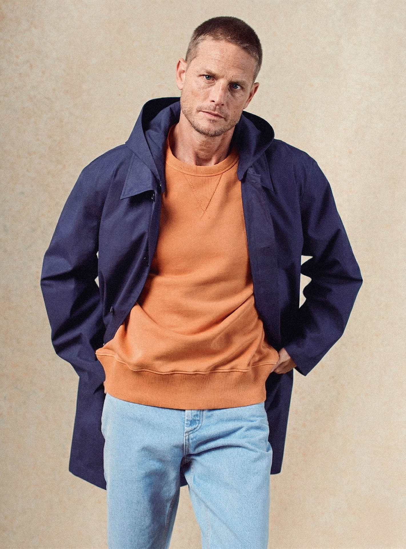 Sweat Eden Pumpkin – Sweat 100% coton organique orange avec col rond et effet vintage - plan taille